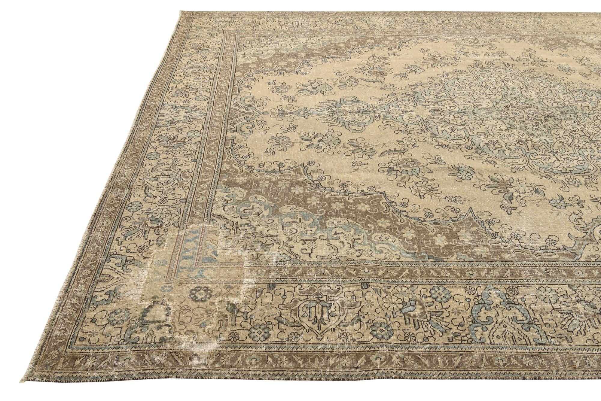 9' 8 x 12' 7 Hand Knotted Ultra Vintage Persian Wool Rug