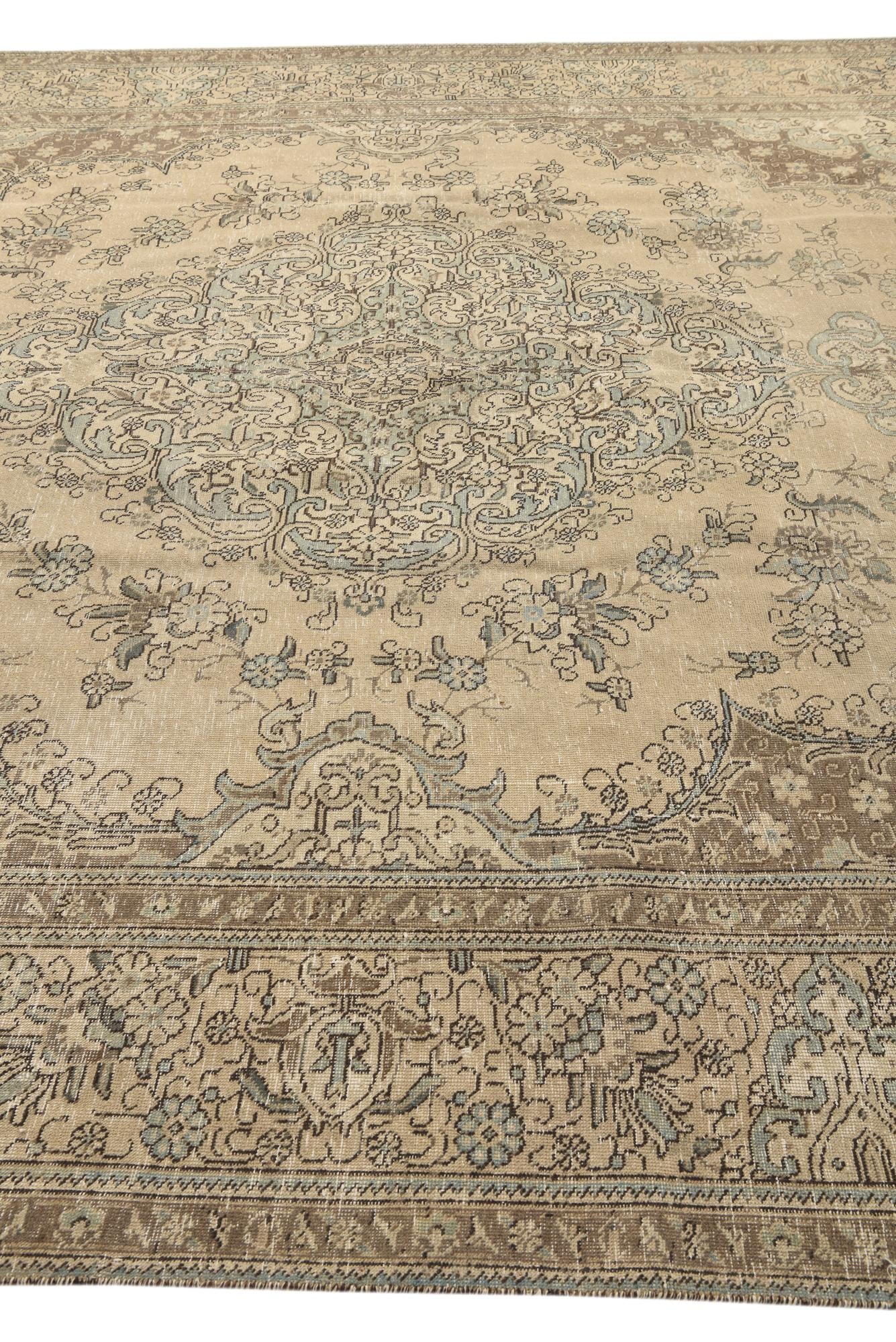 9' 8 x 12' 7 Hand Knotted Ultra Vintage Persian Wool Rug