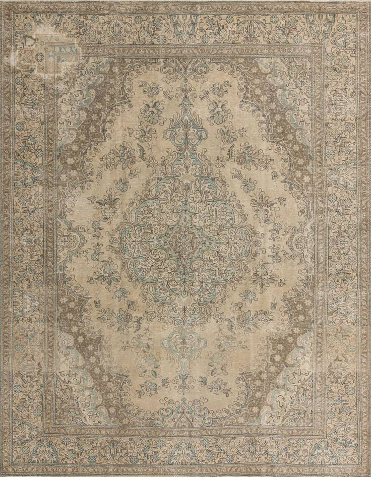 Detail image of 9' 8 x 12' 7 Hand Knotted Ultra Vintage Persian Wool Rug