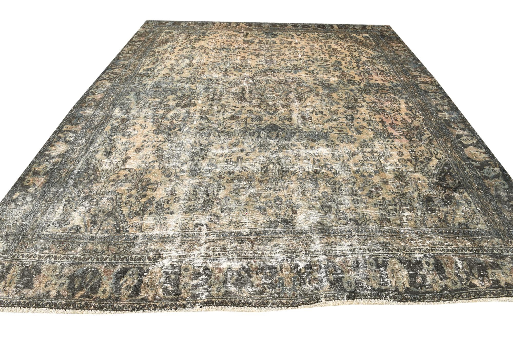 10' 2 x 12' 6 Hand Knotted Ultra Vintage Persian Wool Rug