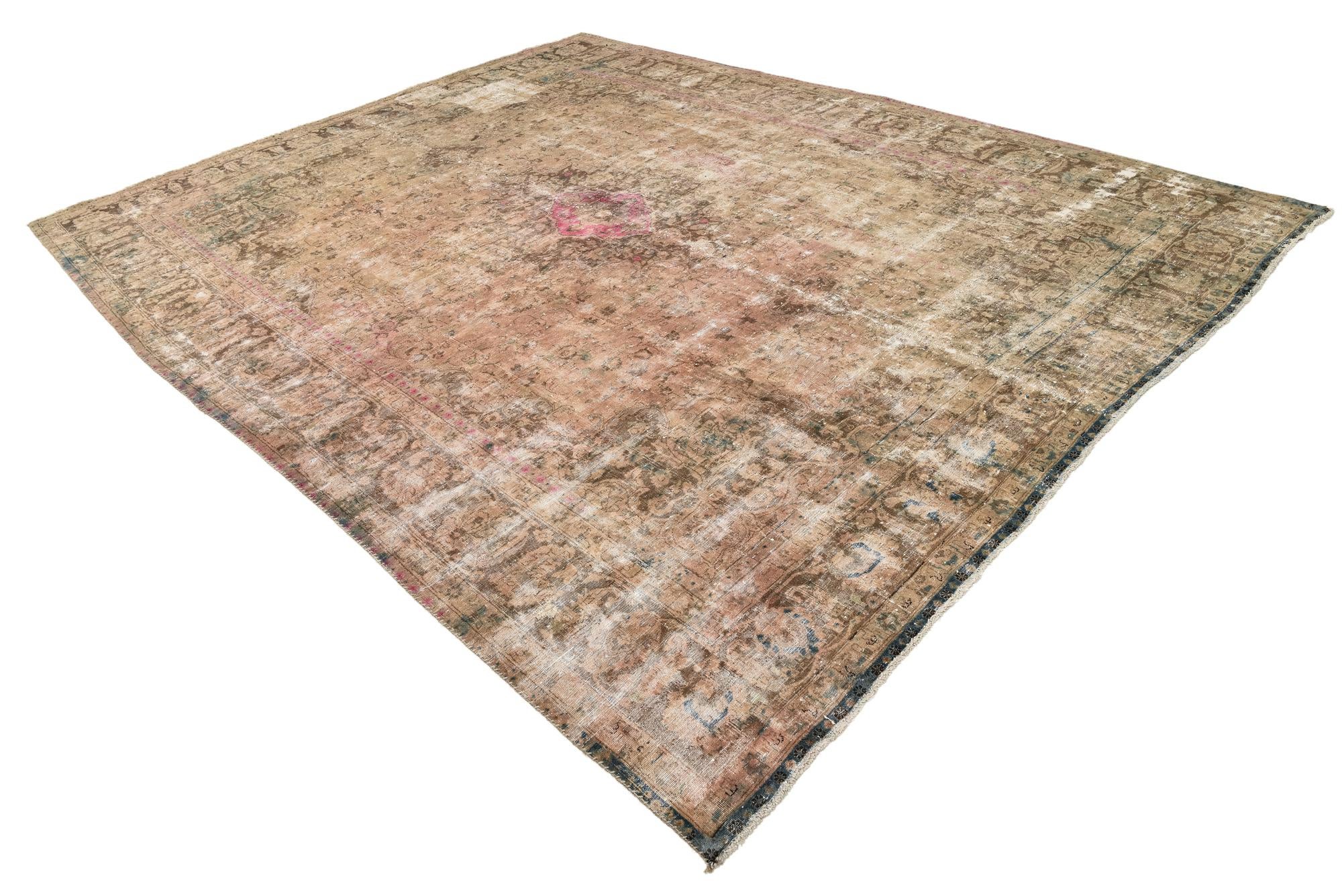 10' x 12' 7 Hand Knotted Ultra Vintage Persian Wool Rug
