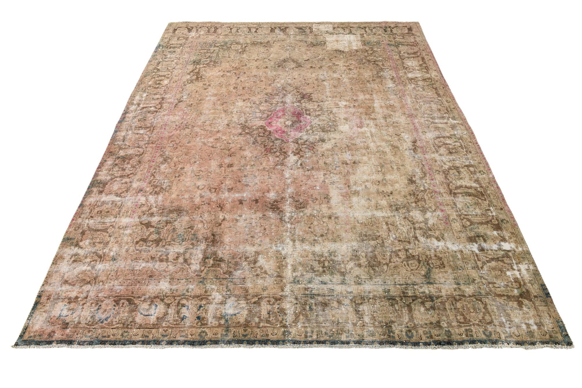 10' x 12' 7 Hand Knotted Ultra Vintage Persian Wool Rug