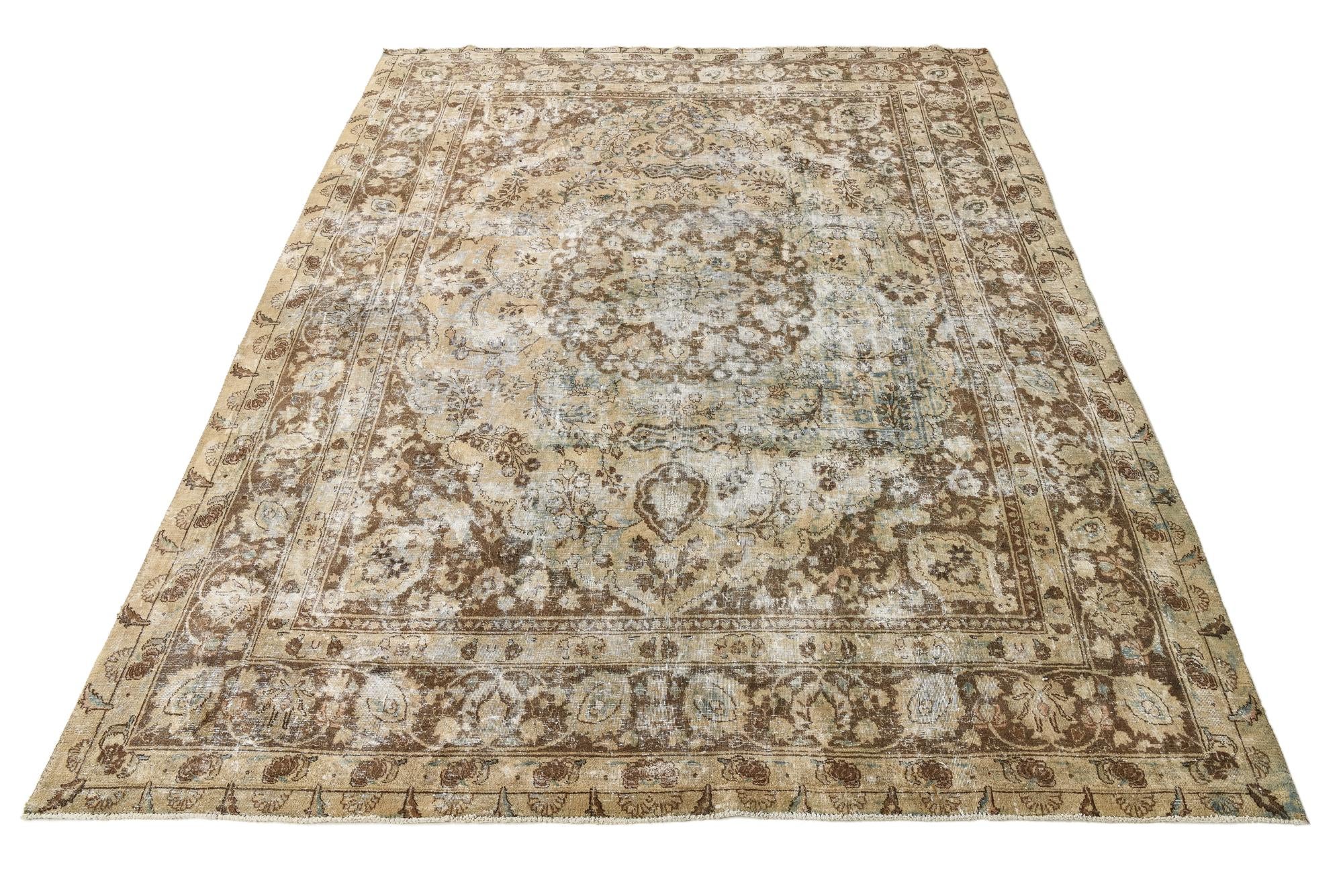 9' 10 x 12' 5 Hand Knotted Ultra Vintage Persian Wool Rug