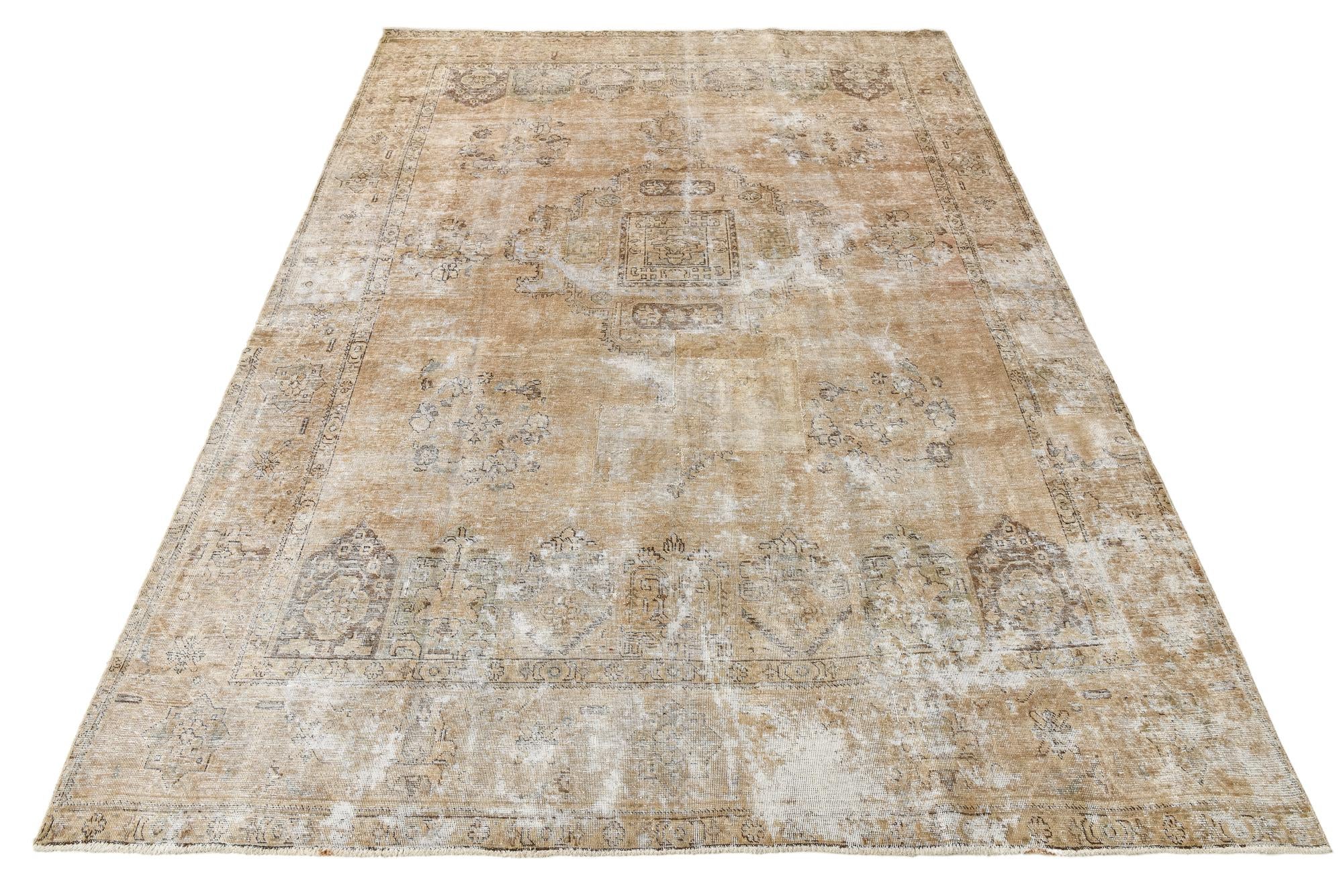 9' 1 x 12' 6 Hand Knotted Ultra Vintage Persian Wool Rug