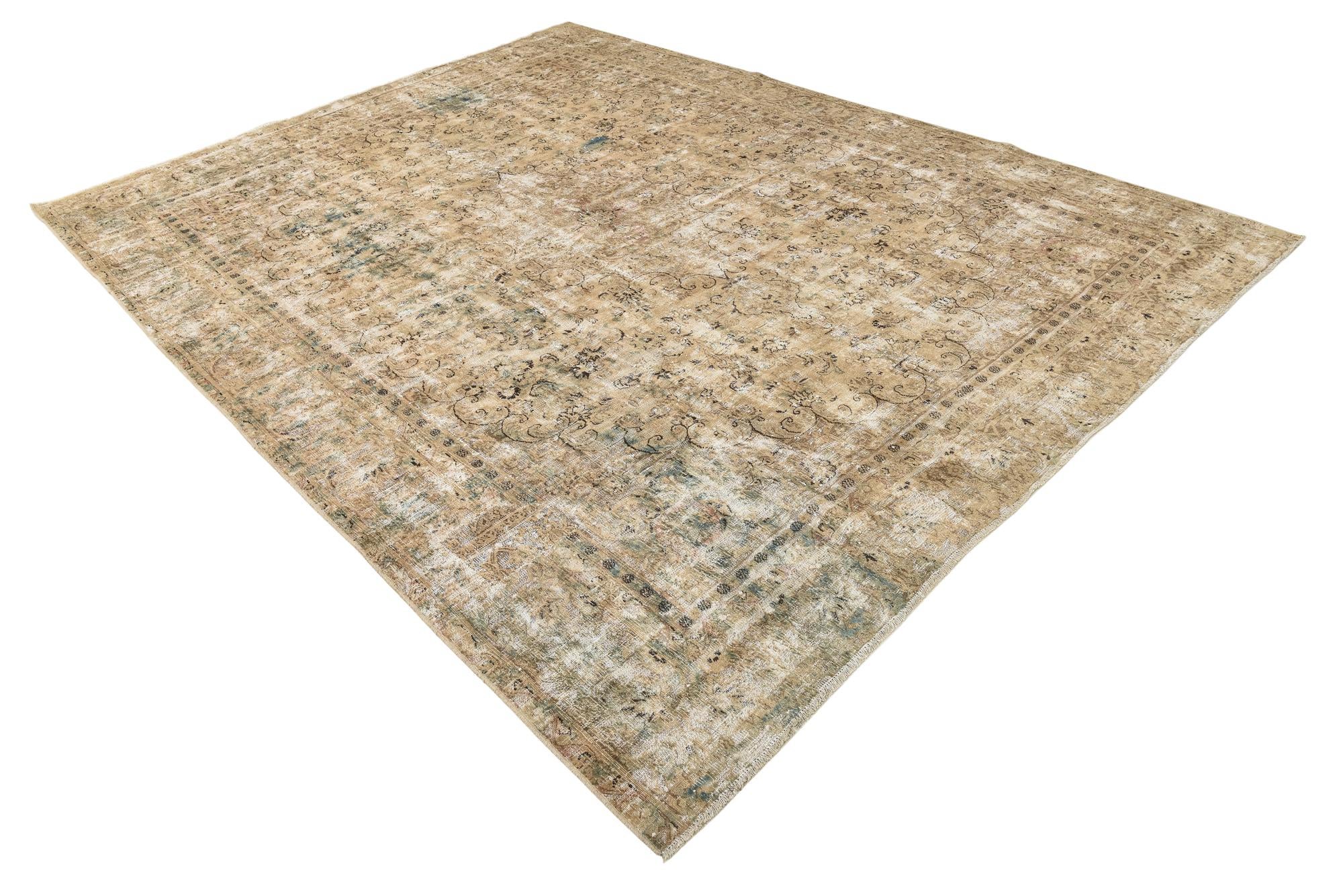 9' 1 x 11' 10 Hand Knotted Ultra Vintage Persian Wool Rug