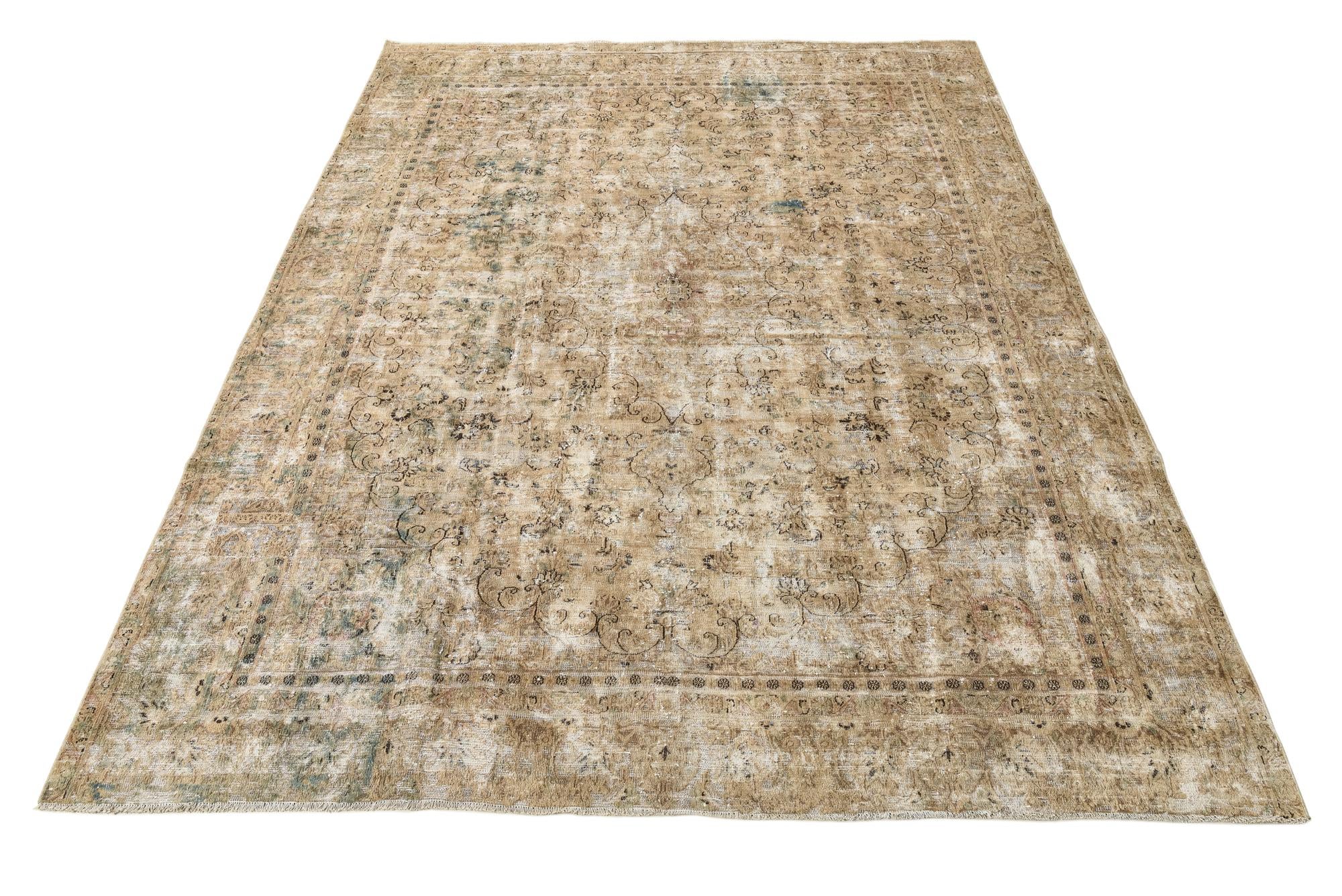 9' 1 x 11' 10 Hand Knotted Ultra Vintage Persian Wool Rug
