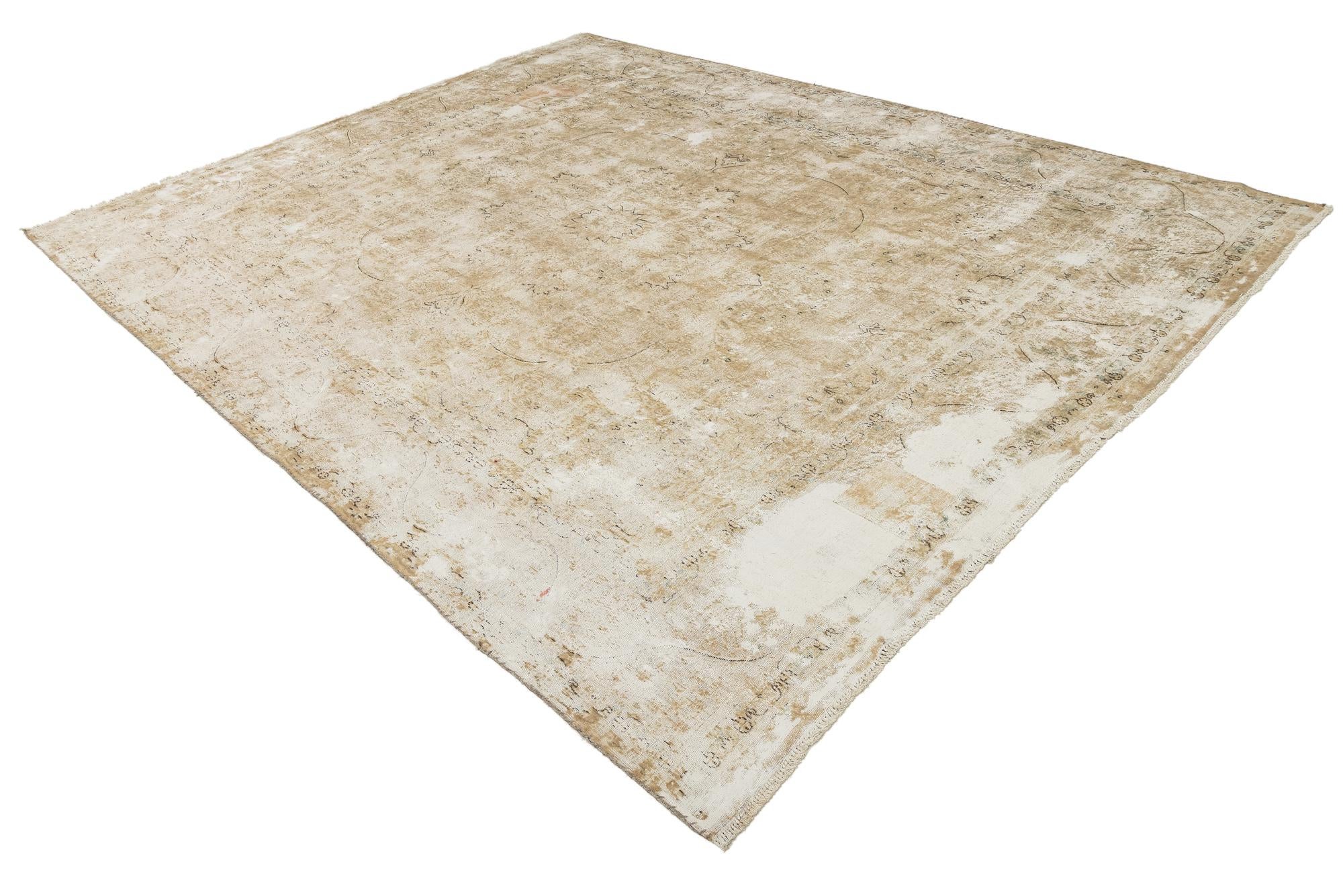 9' 9 x 12' 6 Hand Knotted Ultra Vintage Persian Wool Rug