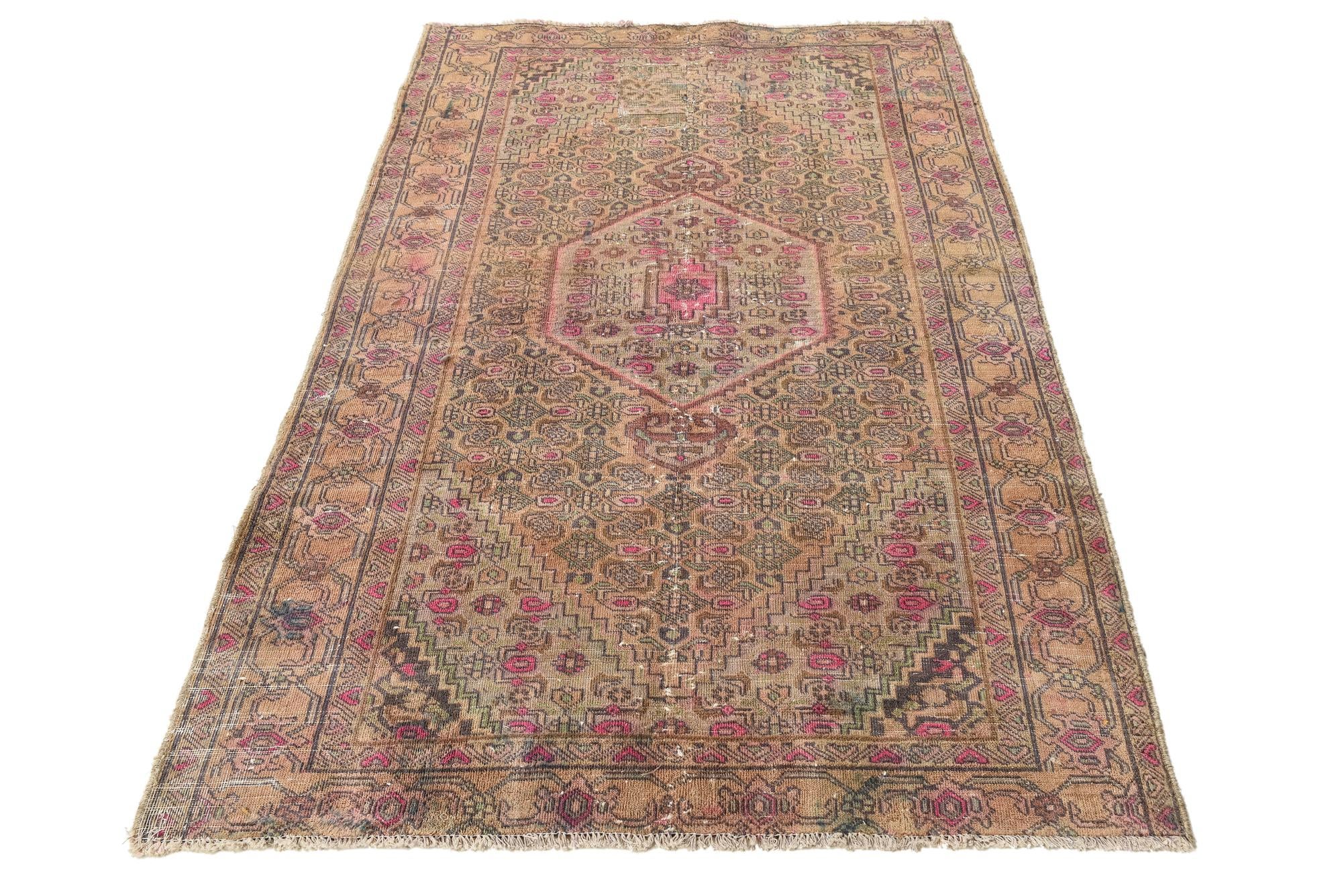 4' 2 x 6' 5 Hand Knotted Ultra Vintage Persian Wool Rug