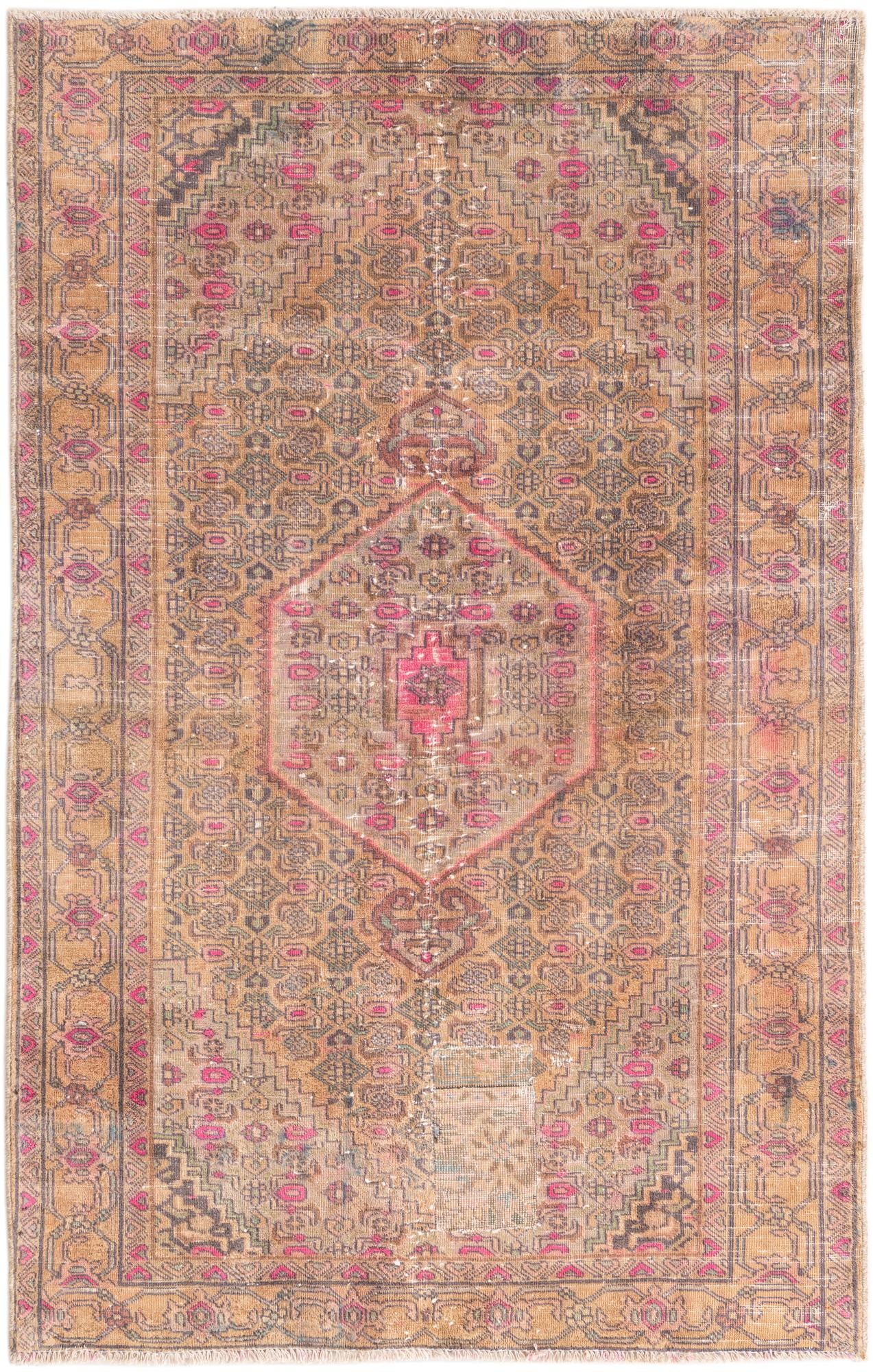 4' 2 x 6' 5 Hand Knotted Ultra Vintage Persian Wool Rug