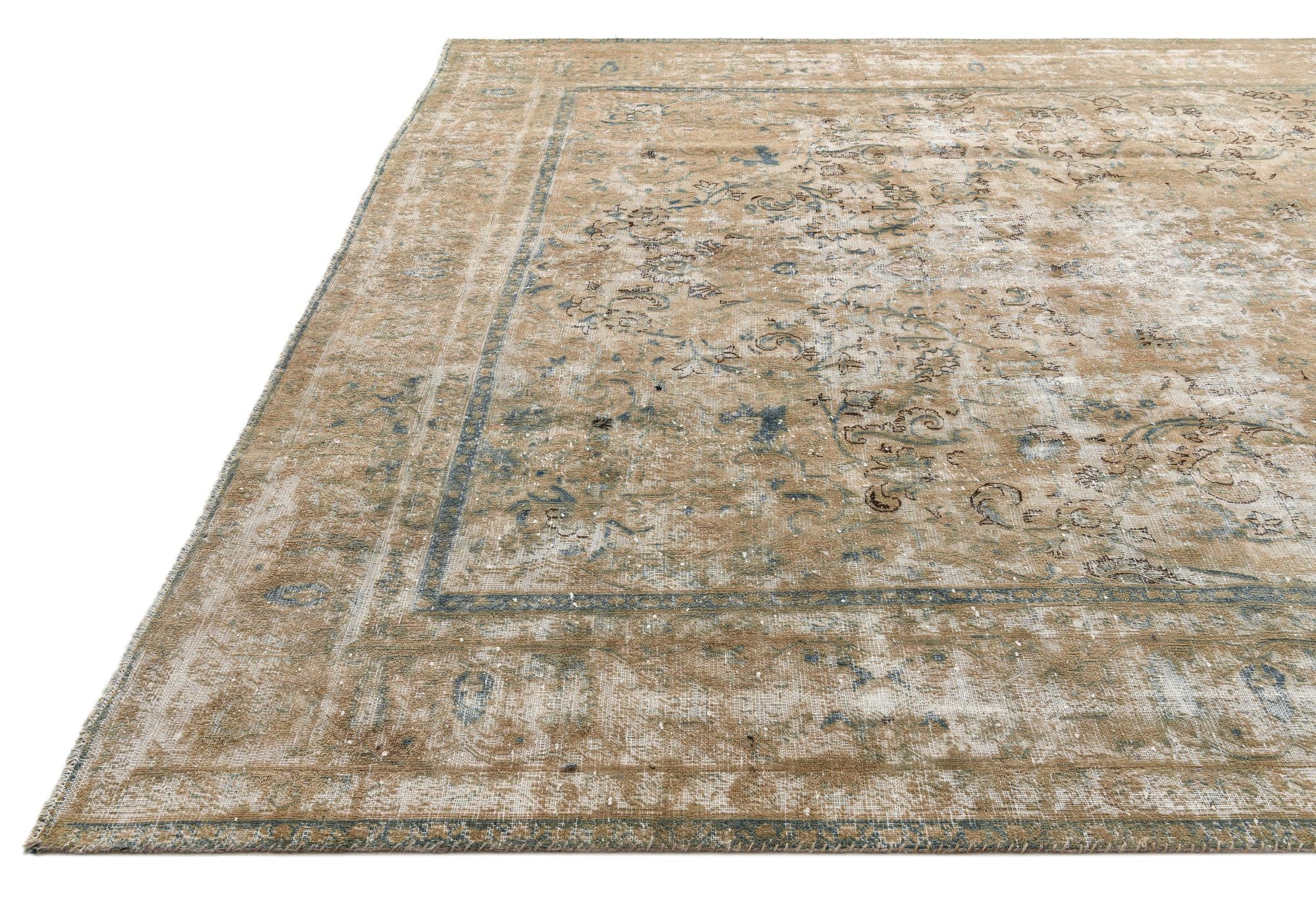 9' 5 x 13' Hand Knotted Ultra Vintage Persian Wool Rug