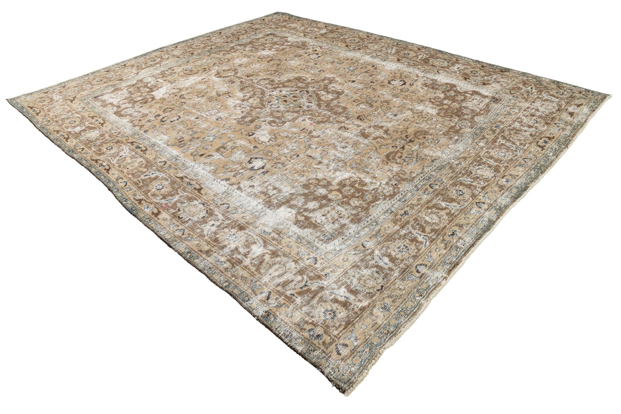 9' 10 x 12' 4 Hand Knotted Ultra Vintage Persian Wool Rug