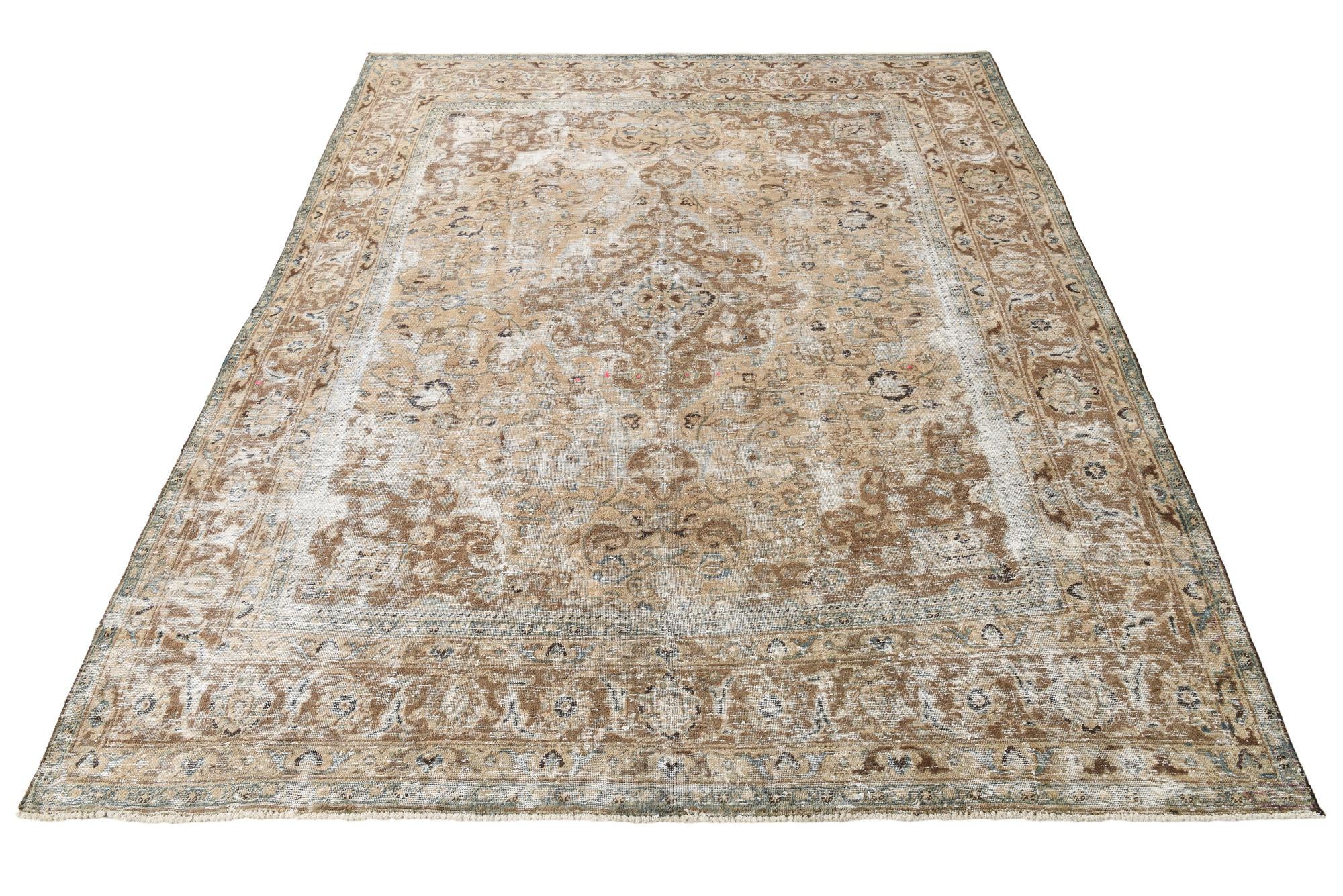 9' 10 x 12' 4 Hand Knotted Ultra Vintage Persian Wool Rug