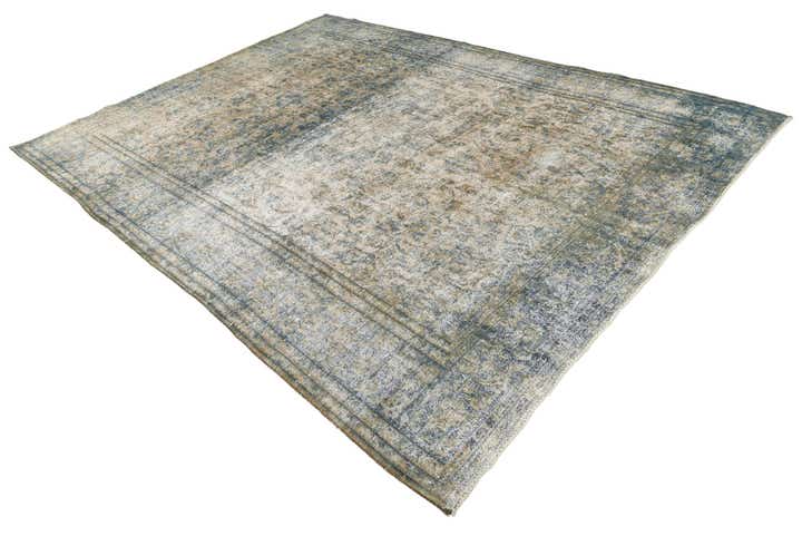 9' 1 x 12' Hand Knotted Ultra Vintage Persian Wool Rug