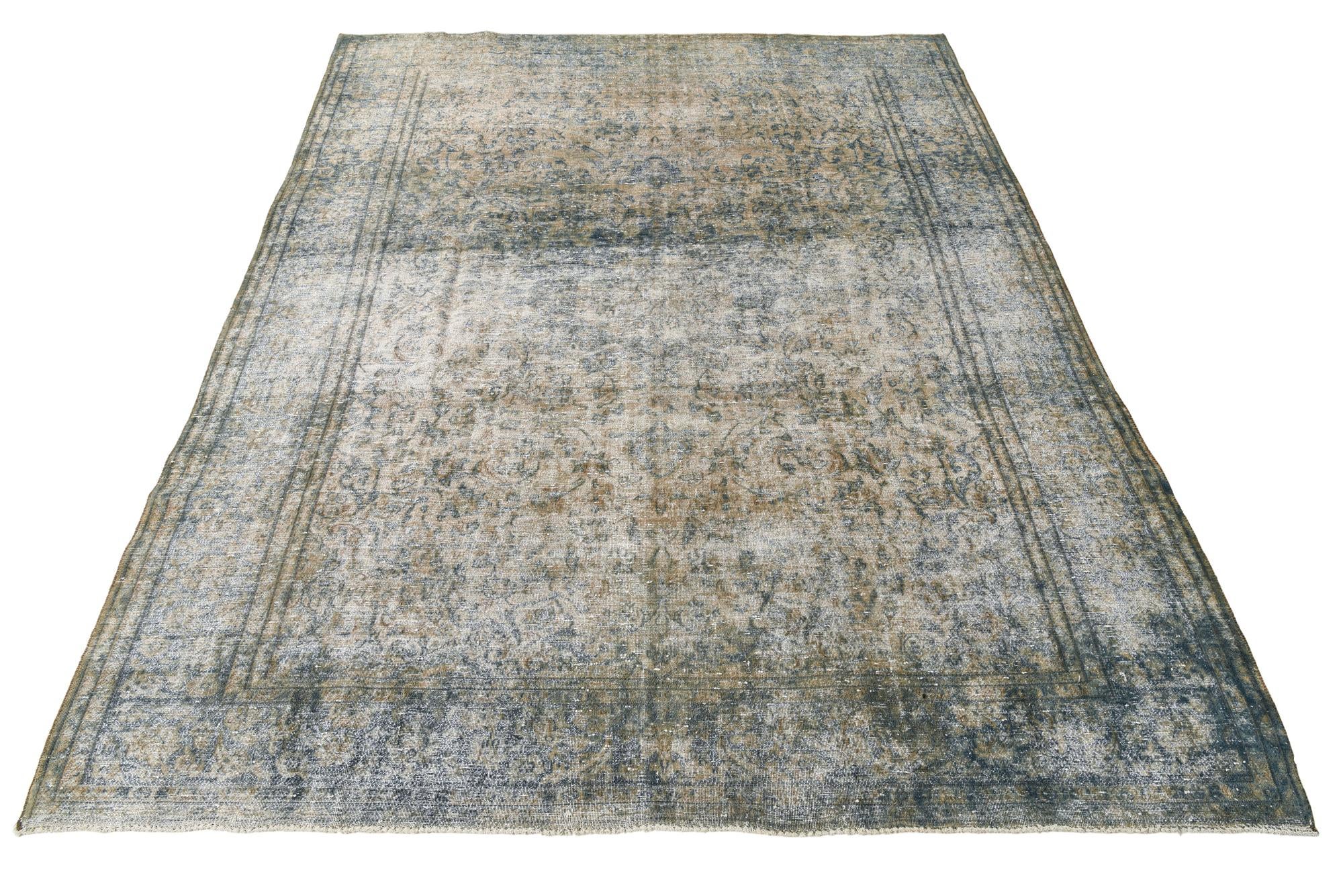 9' 1 x 12' Hand Knotted Ultra Vintage Persian Wool Rug