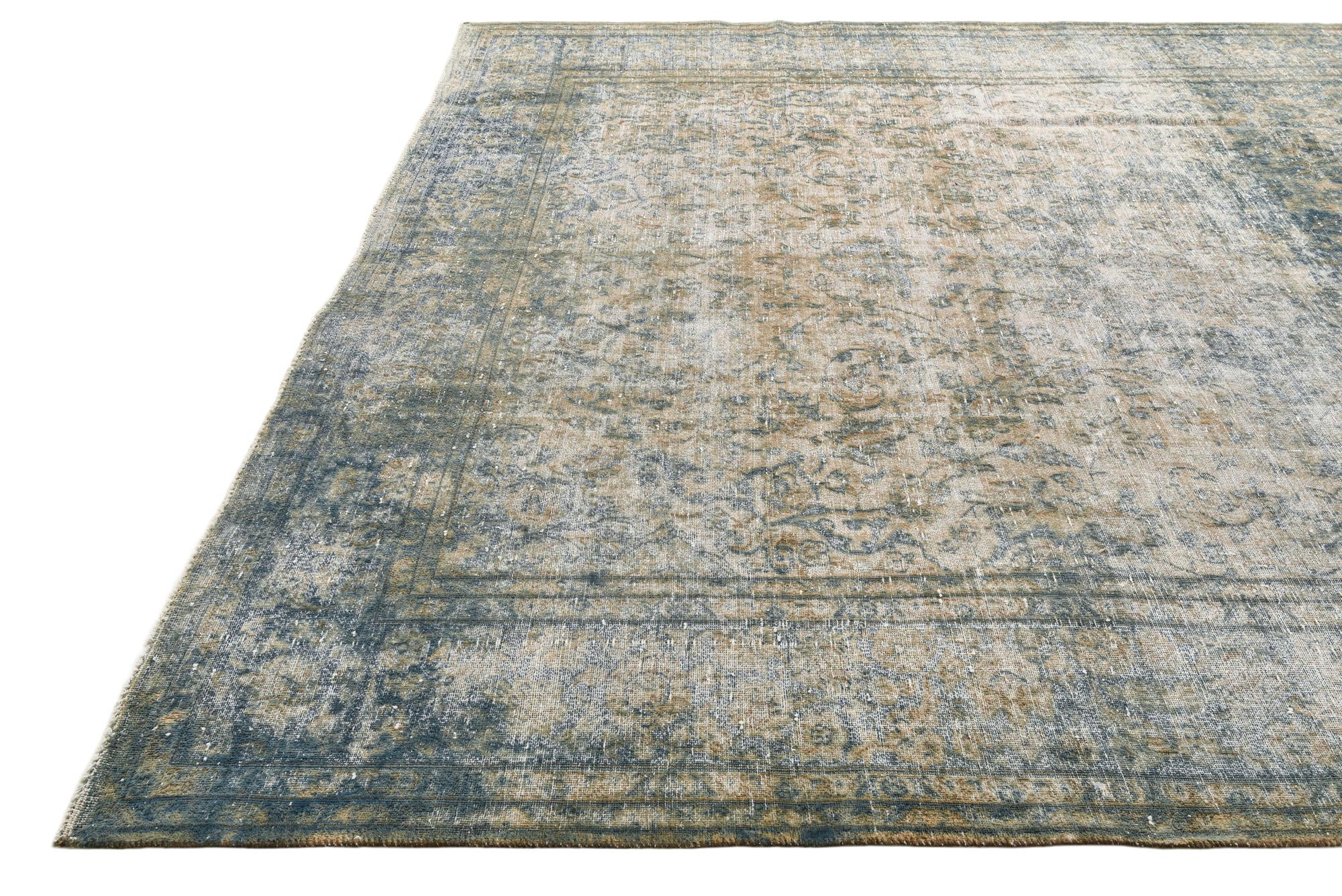 9' 1 x 12' Hand Knotted Ultra Vintage Persian Wool Rug