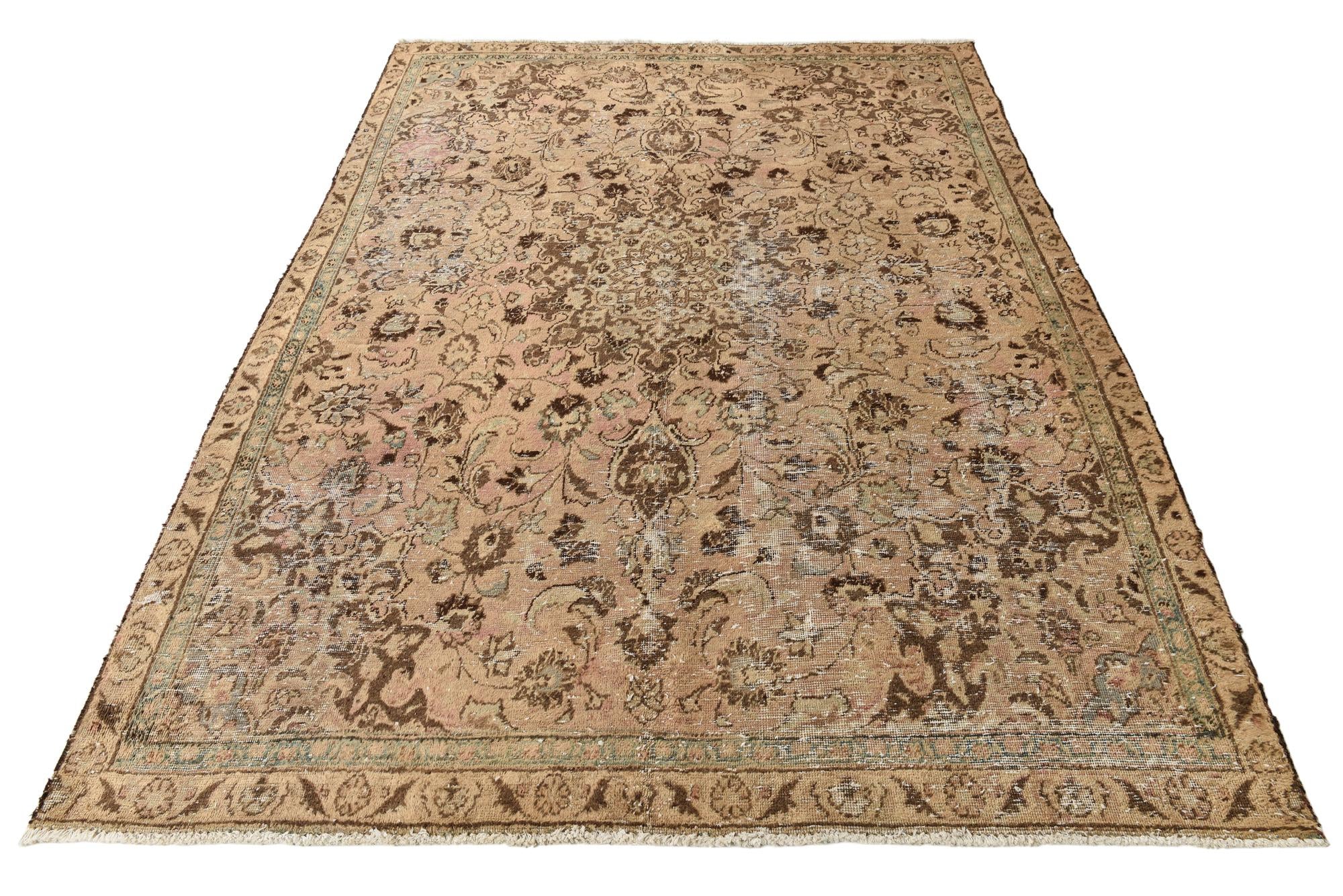 7' x 9' 6 Hand Knotted Ultra Vintage Persian Wool Rug