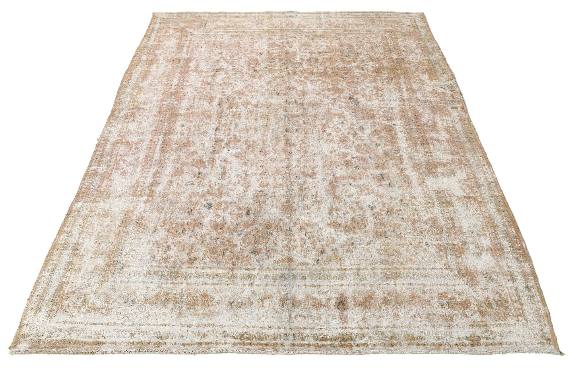 9' 3 x 12' 2 Hand Knotted Ultra Vintage Persian Wool Rug