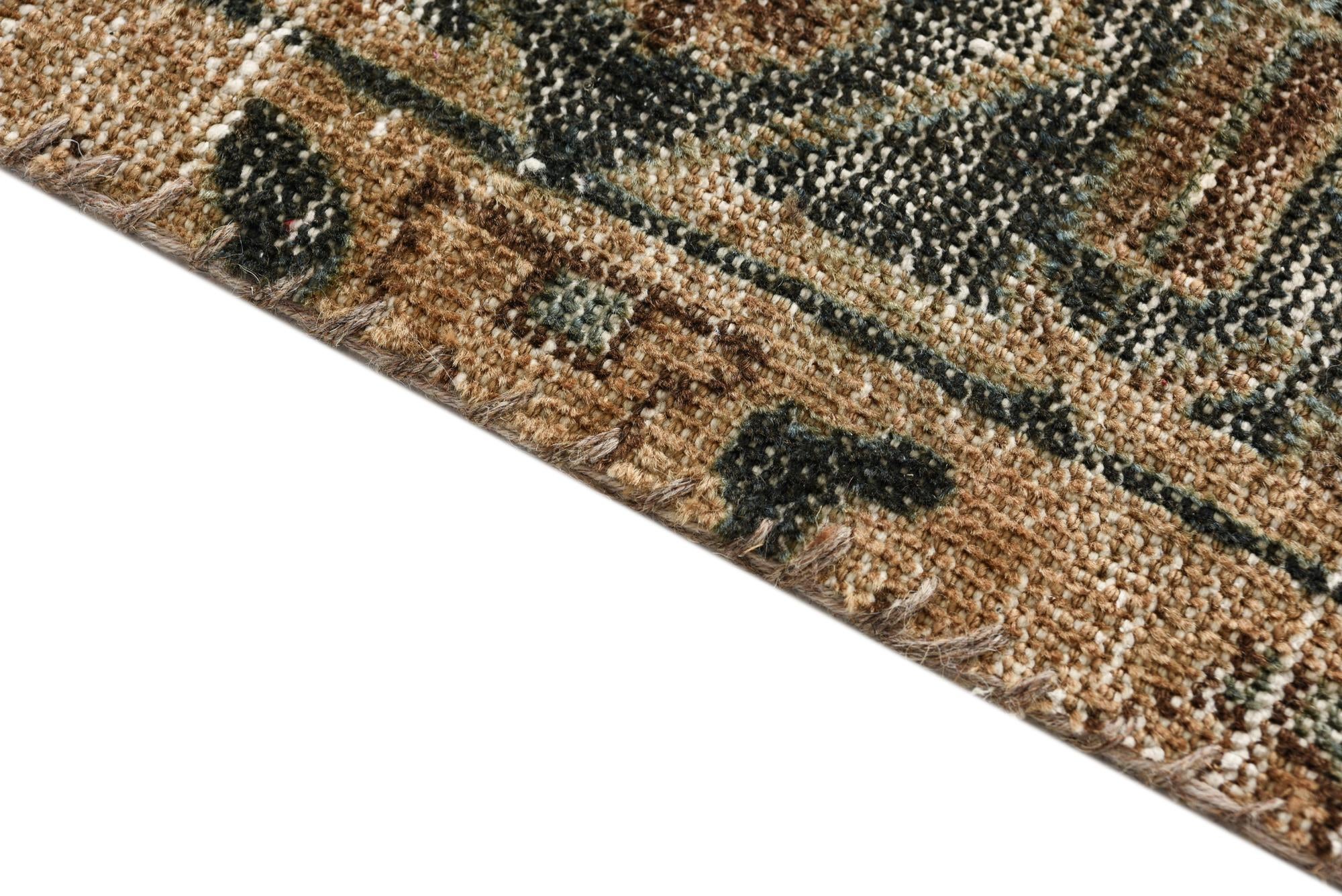 ✦vintage rug✦　138cm×70cm　インド産　ダブルノット Dark Beige 8' 6 x 12' 2 Hand Knotted Ultra Vintage Persian Wool