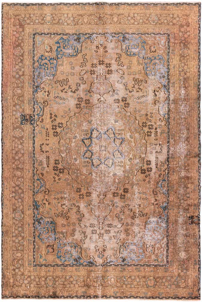 6' 3 x 9' 5 Hand Knotted Ultra Vintage Persian Wool Rug