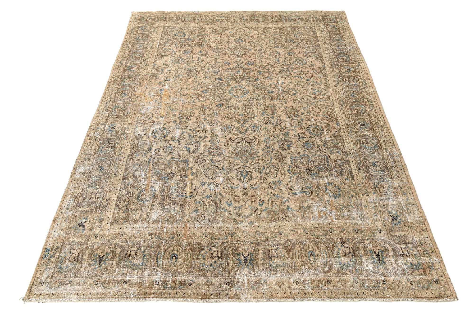 9' 8 x 12' 9 Hand Knotted Ultra Vintage Persian Wool Rug