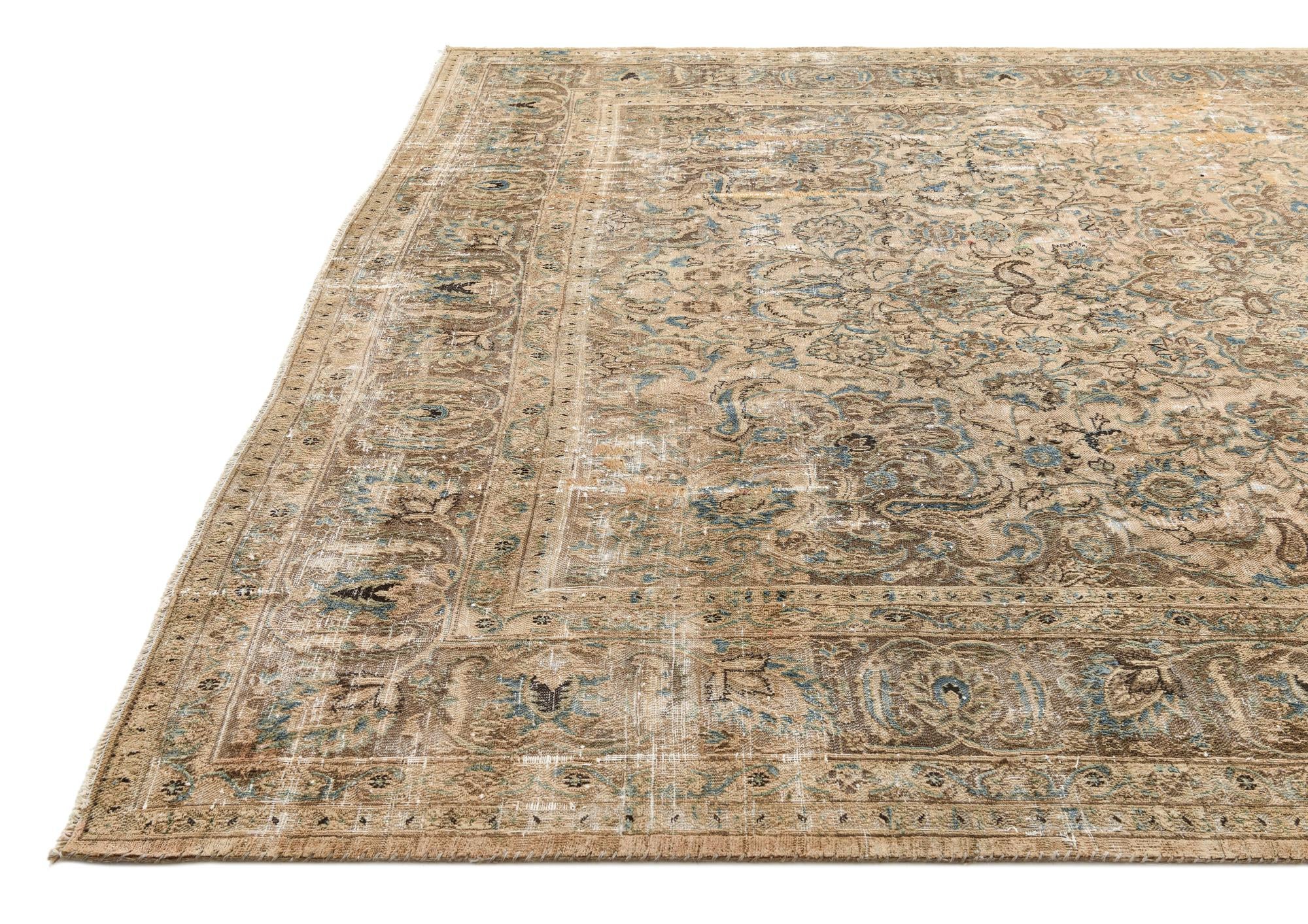 9' 8 x 12' 9 Hand Knotted Ultra Vintage Persian Wool Rug