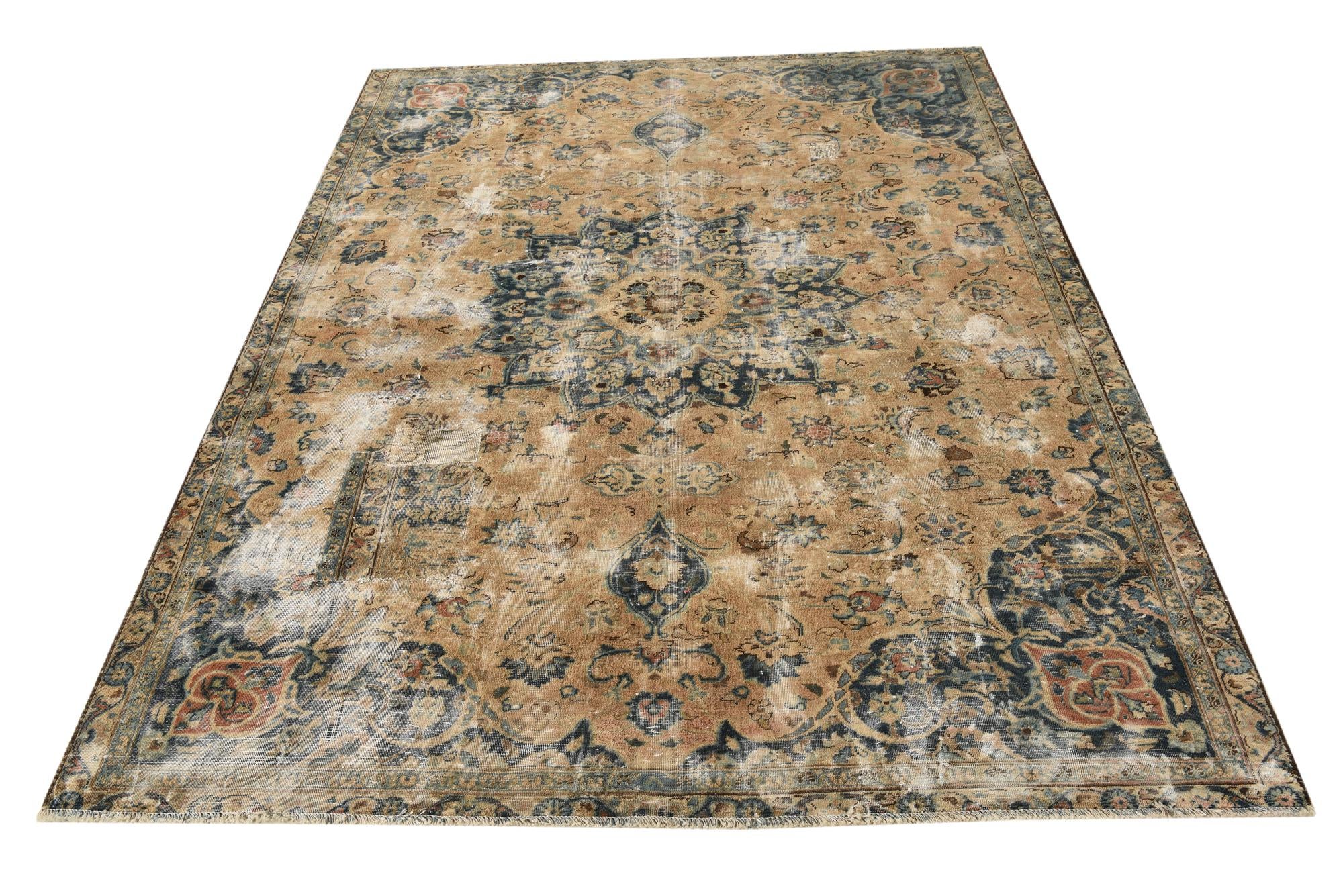 6' 3 x 7' 10 Hand Knotted Ultra Vintage Persian Wool Rug