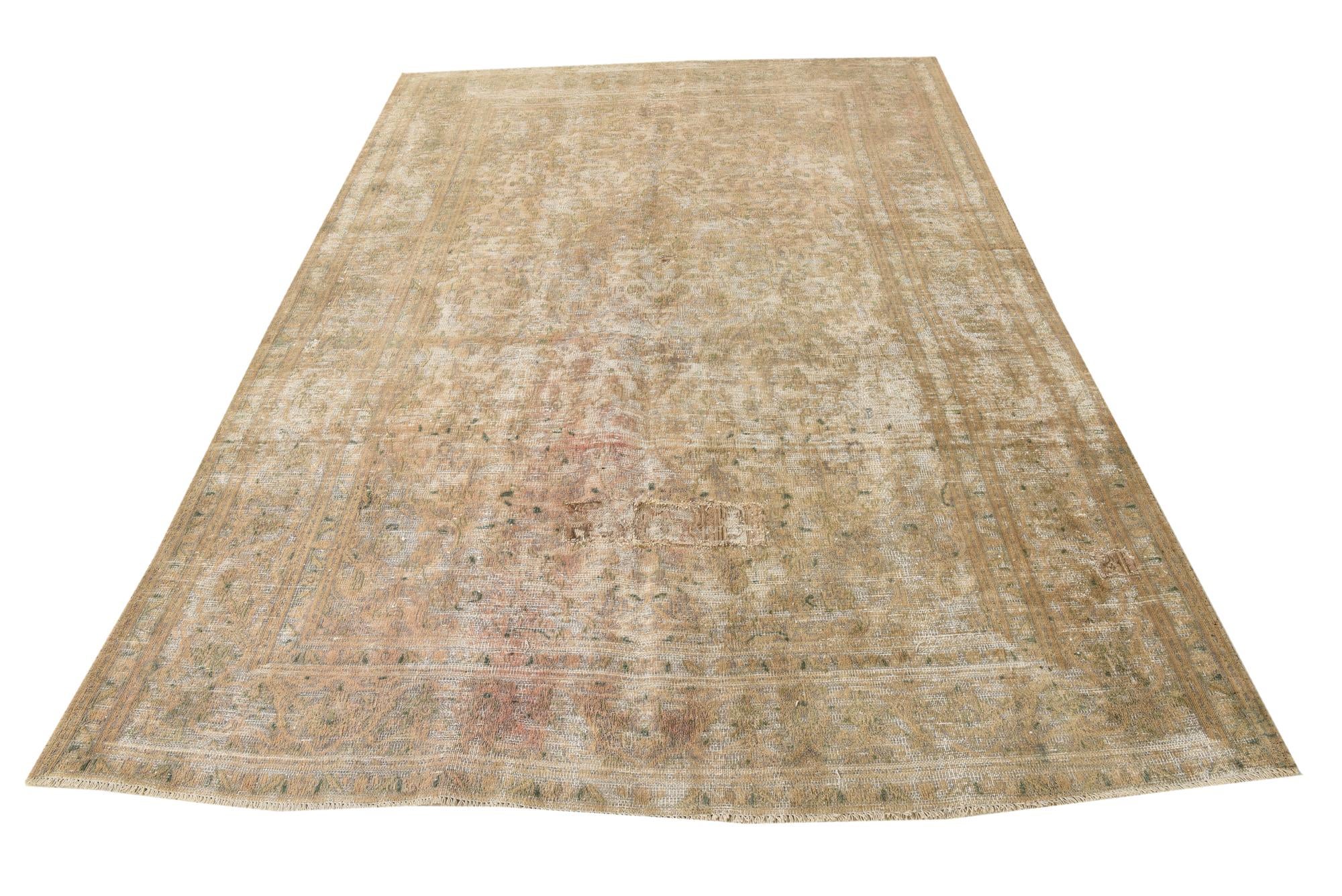 6' 5 x 9' 5 Hand Knotted Ultra Vintage Persian Wool Rug