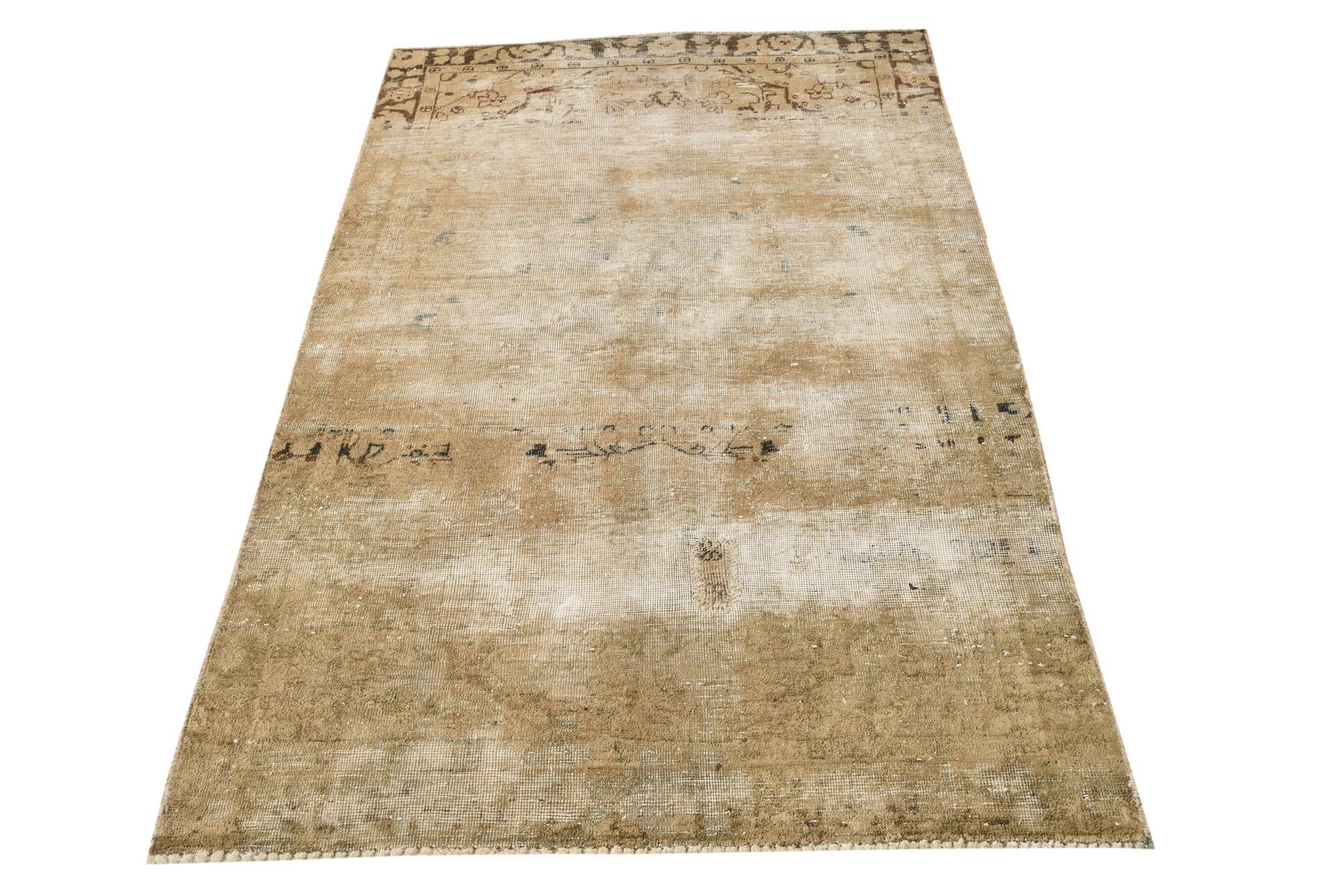 3' 7 x 6' 2 Hand Knotted Ultra Vintage Persian Wool Rug