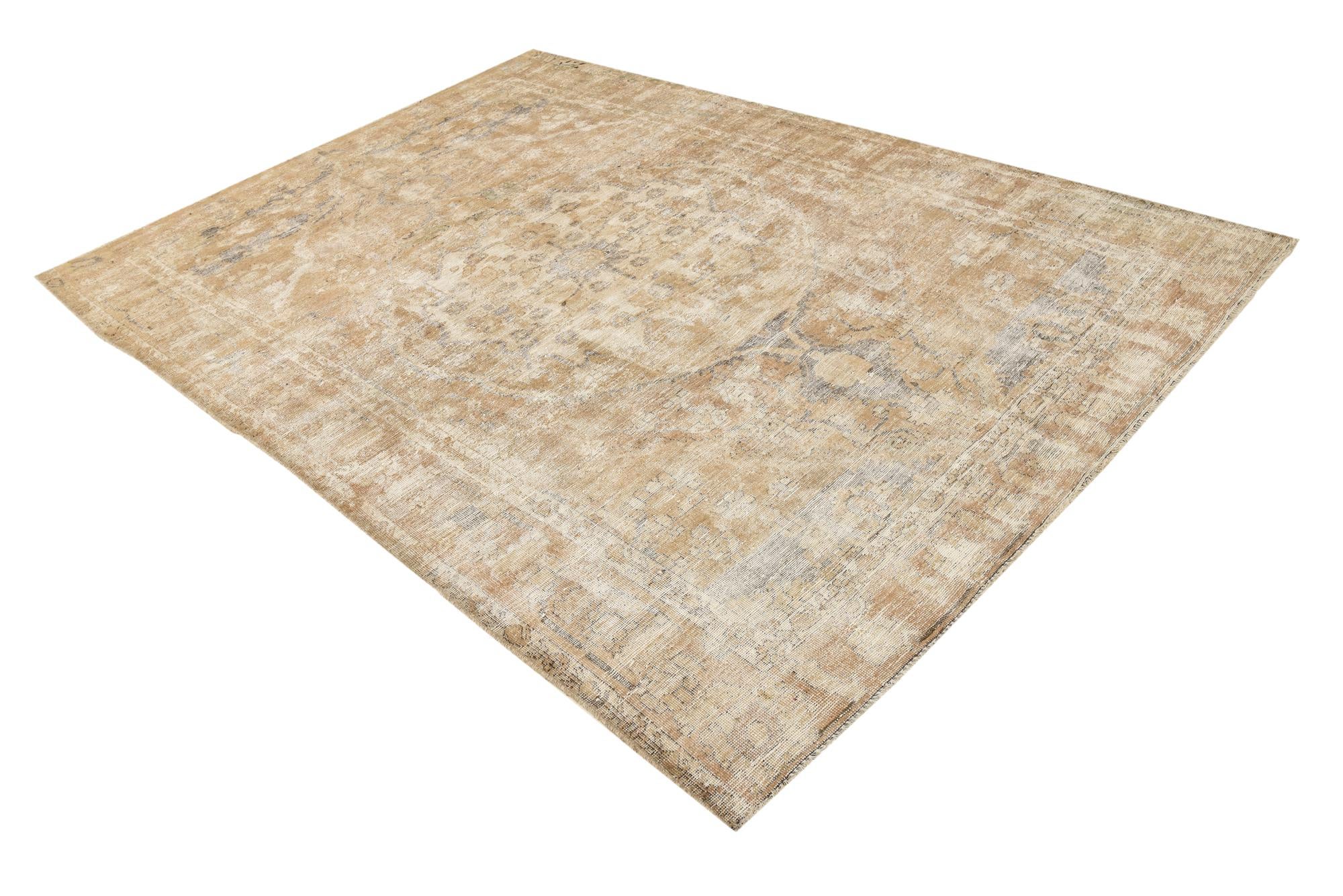 6' 9 x 9' 8 Hand Knotted Ultra Vintage Persian Wool Rug