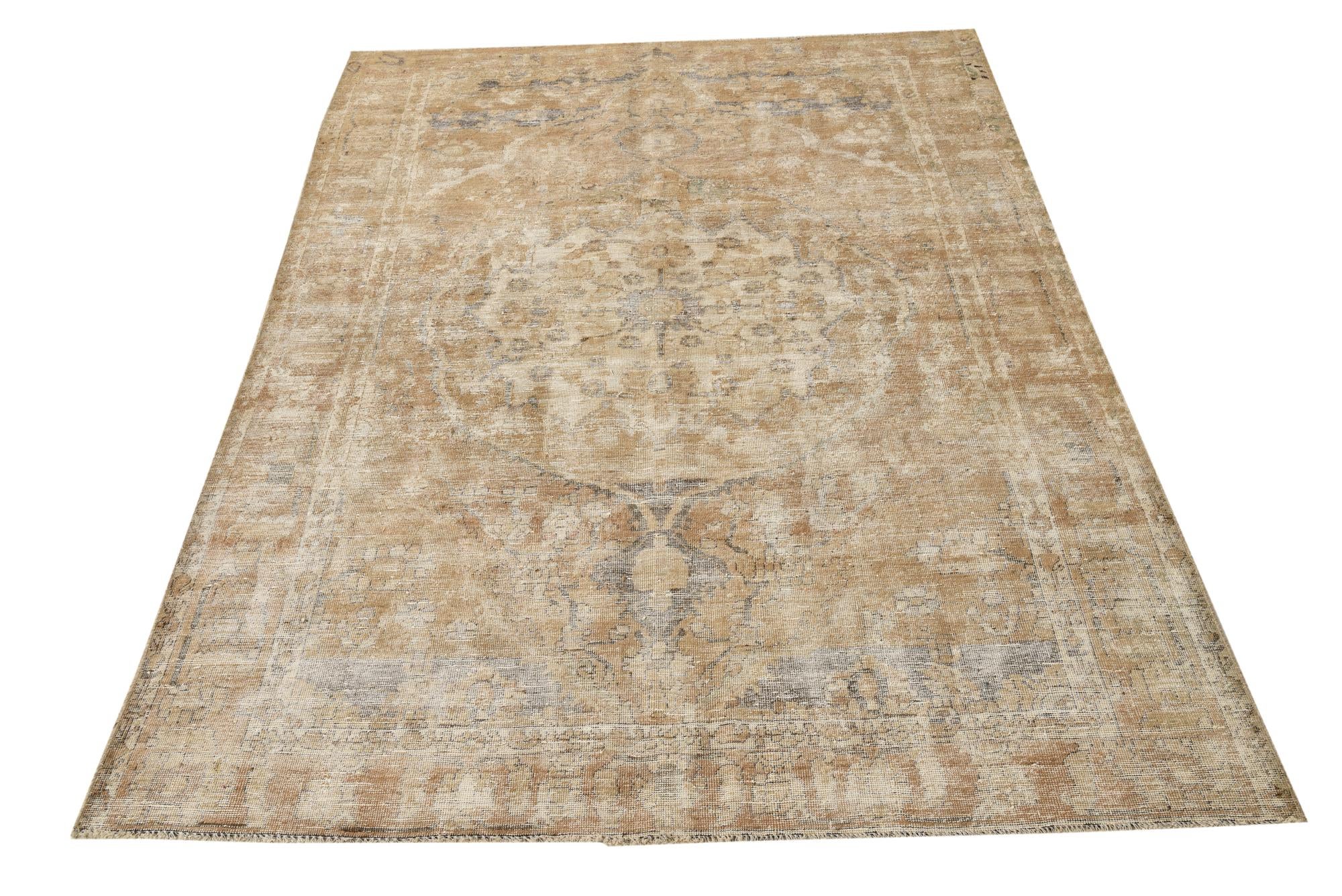 6' 9 x 9' 8 Hand Knotted Ultra Vintage Persian Wool Rug