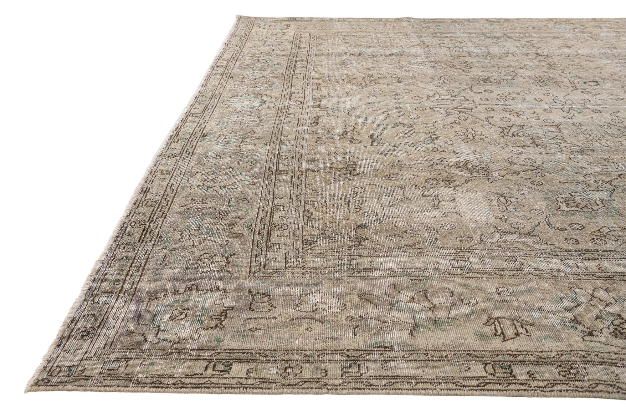 295cm x 380cm Hand Knotted Ultra Vintage Persian Wool Rug