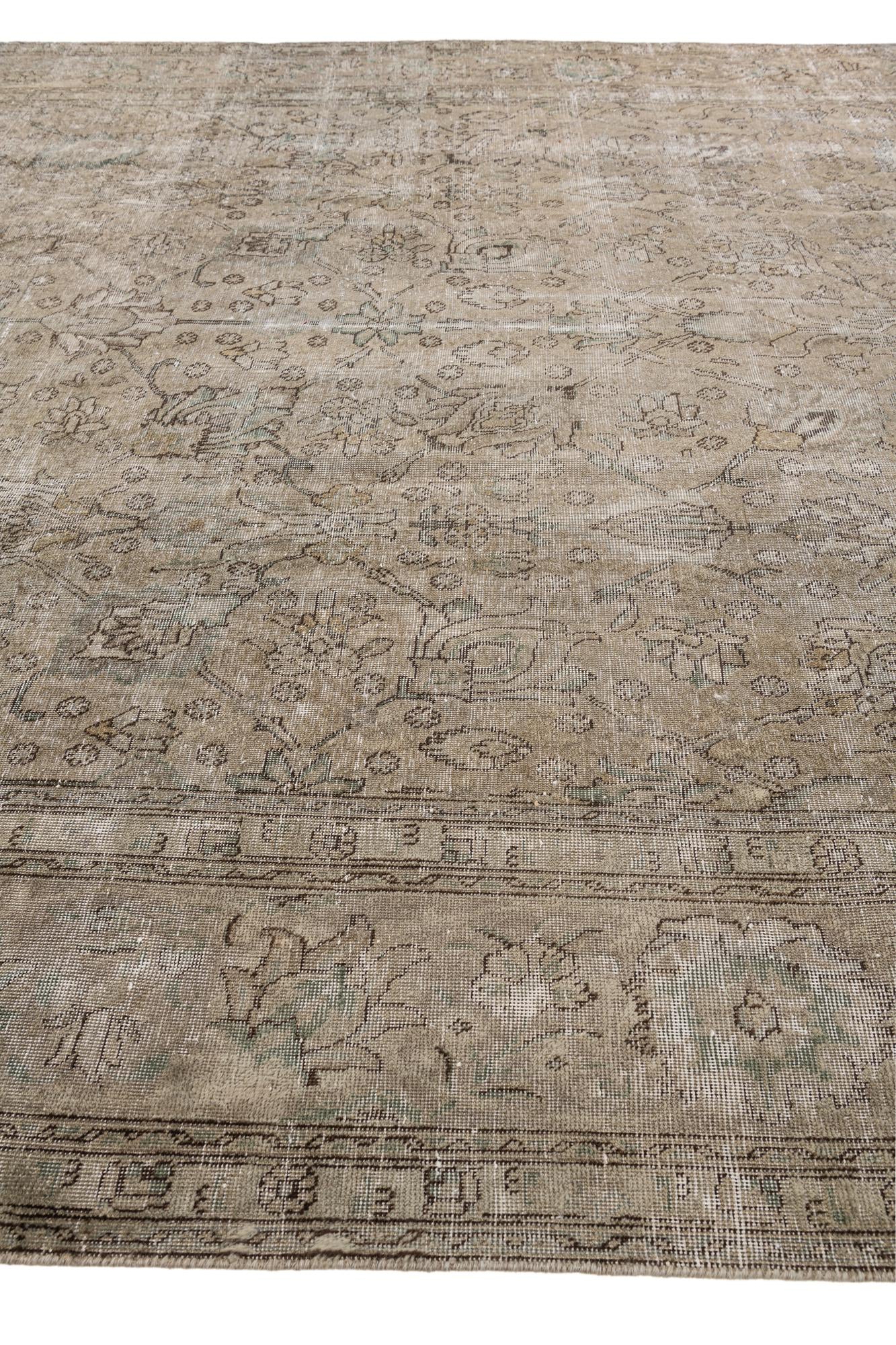295cm x 380cm Hand Knotted Ultra Vintage Persian Wool Rug