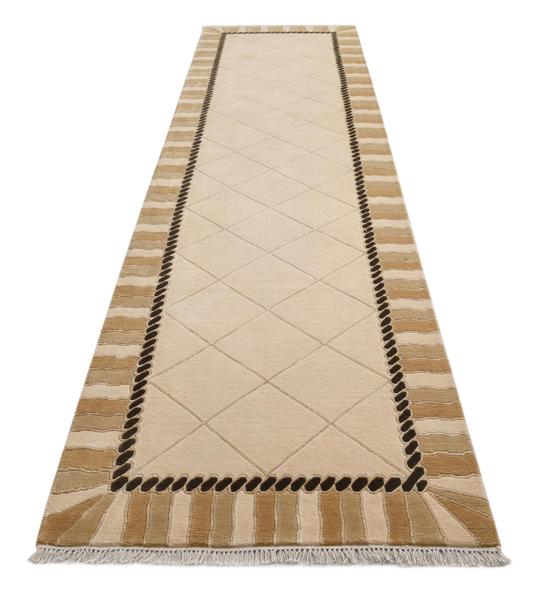 3' 3 x 12' 11 Hand Knotted Darya Wool Runner Rug