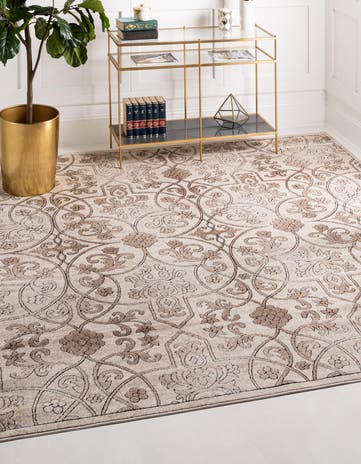 Dark Beige Nepal Square Rug
