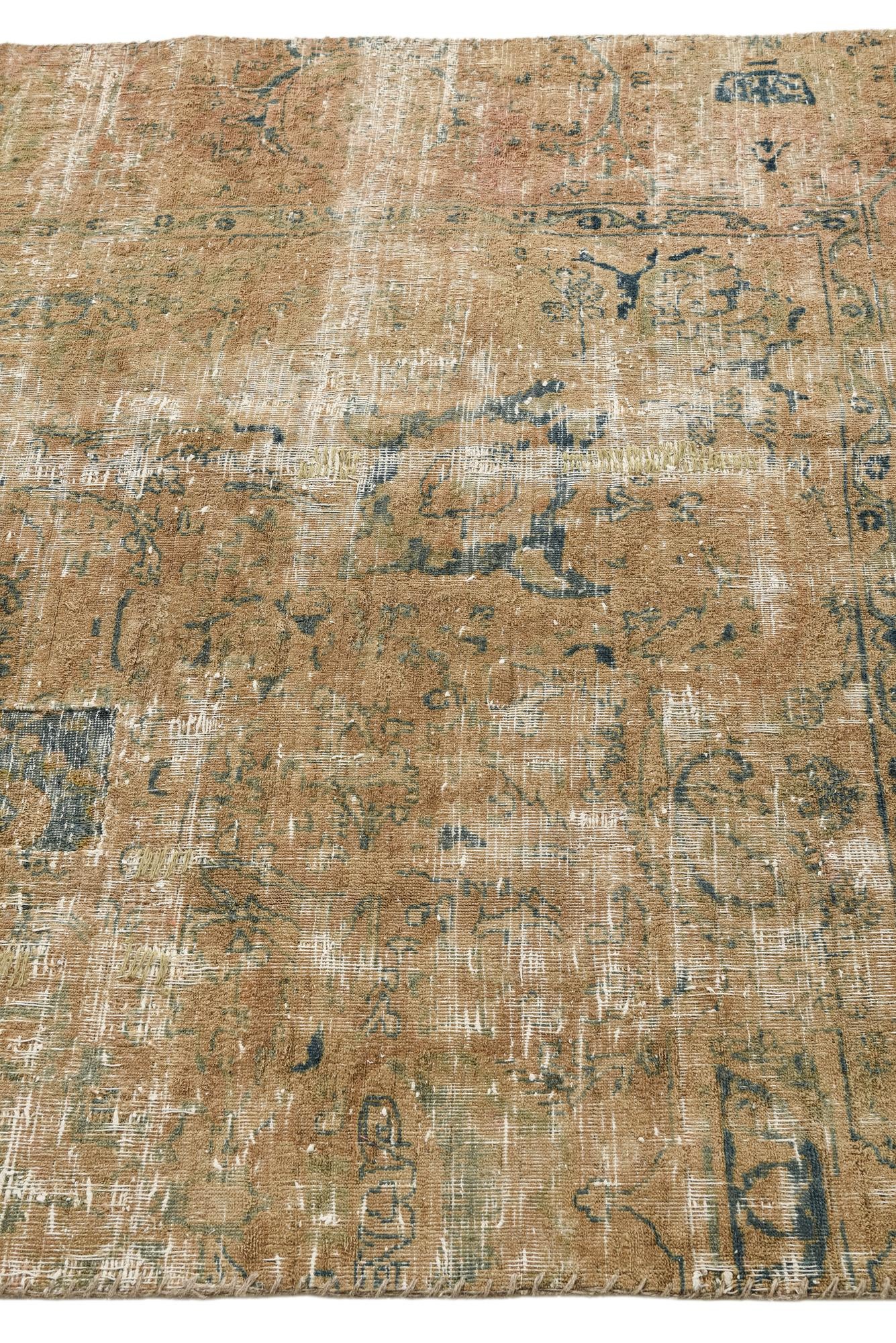 4' 6 x 5' 1 Hand Knotted Ultra Vintage Persian Wool Square Rug