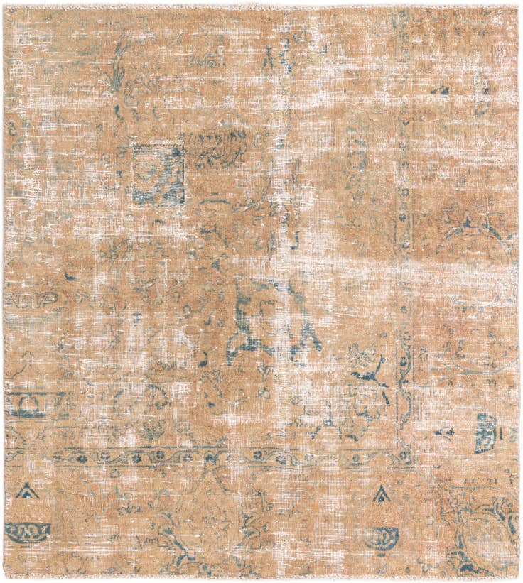 Detailansicht von 135cm x 155cm Handgeknüpft Ultra Vintage Persisch Wolle Quadrat Teppich
