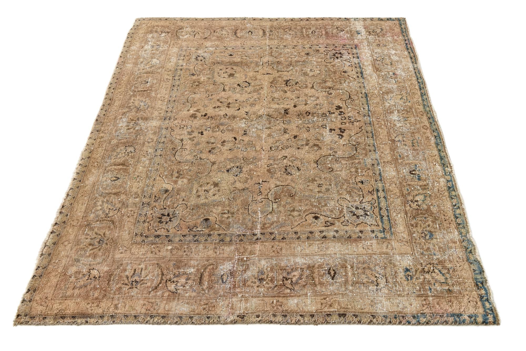 5' 2 x 6' 3 Hand Knotted Ultra Vintage Persian Wool Square Rug