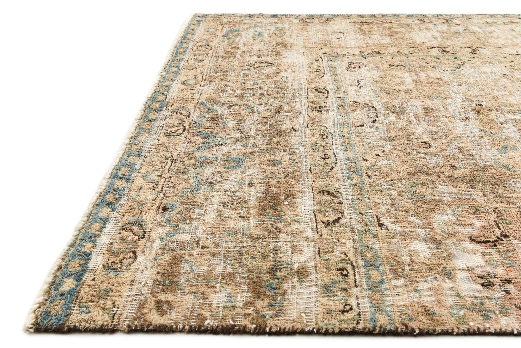 4' 6 x 5' Hand Knotted Ultra Vintage Persian Wool Square Rug