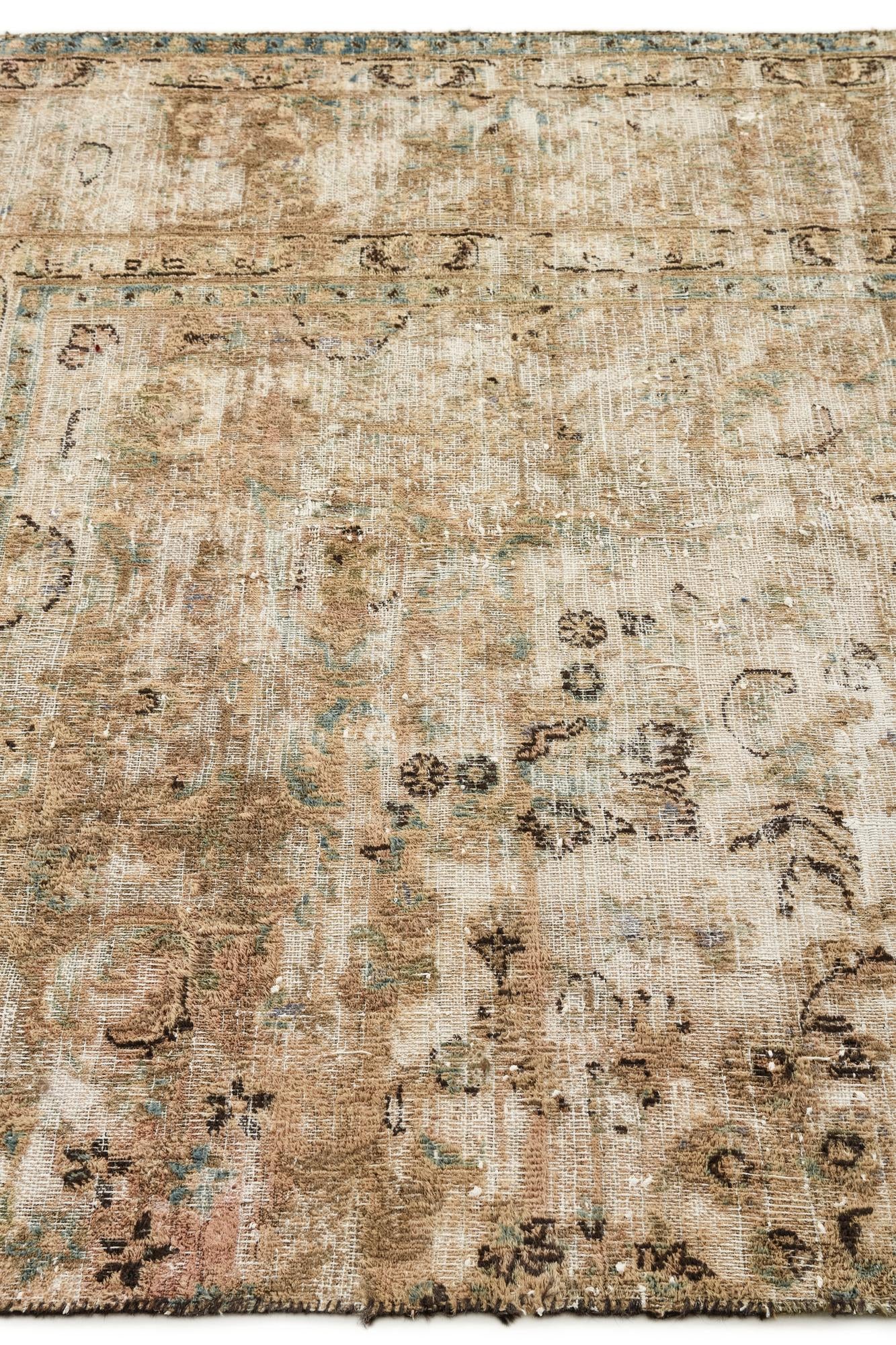 4' 6 x 5' Hand Knotted Ultra Vintage Persian Wool Square Rug