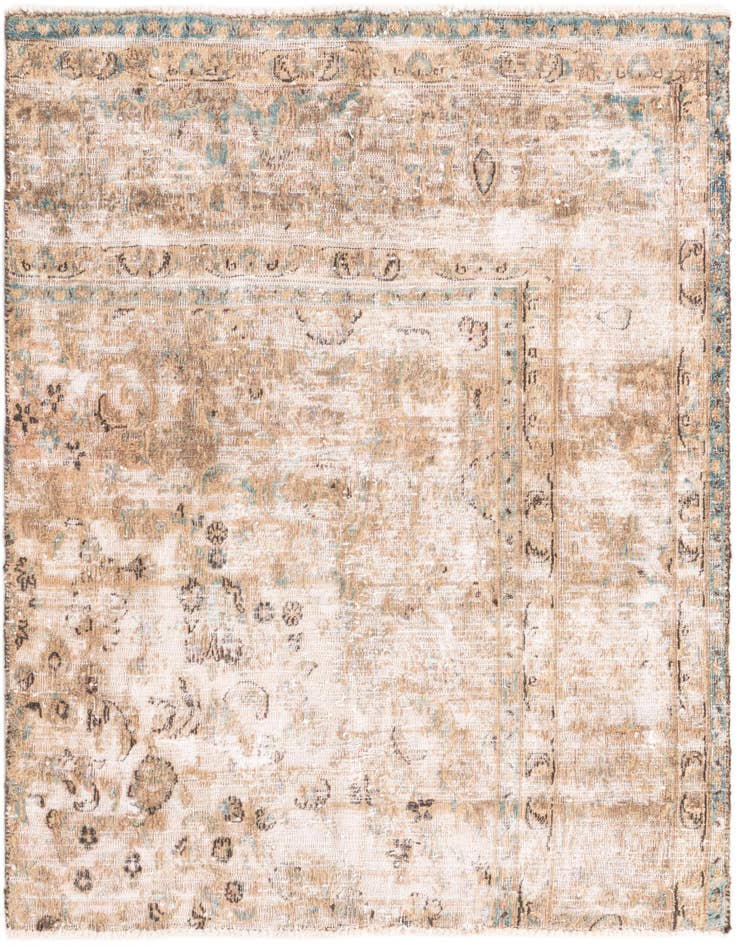 Detail image of 4' 6 x 5' Hand Knotted Ultra Vintage Persian Wool Square Rug