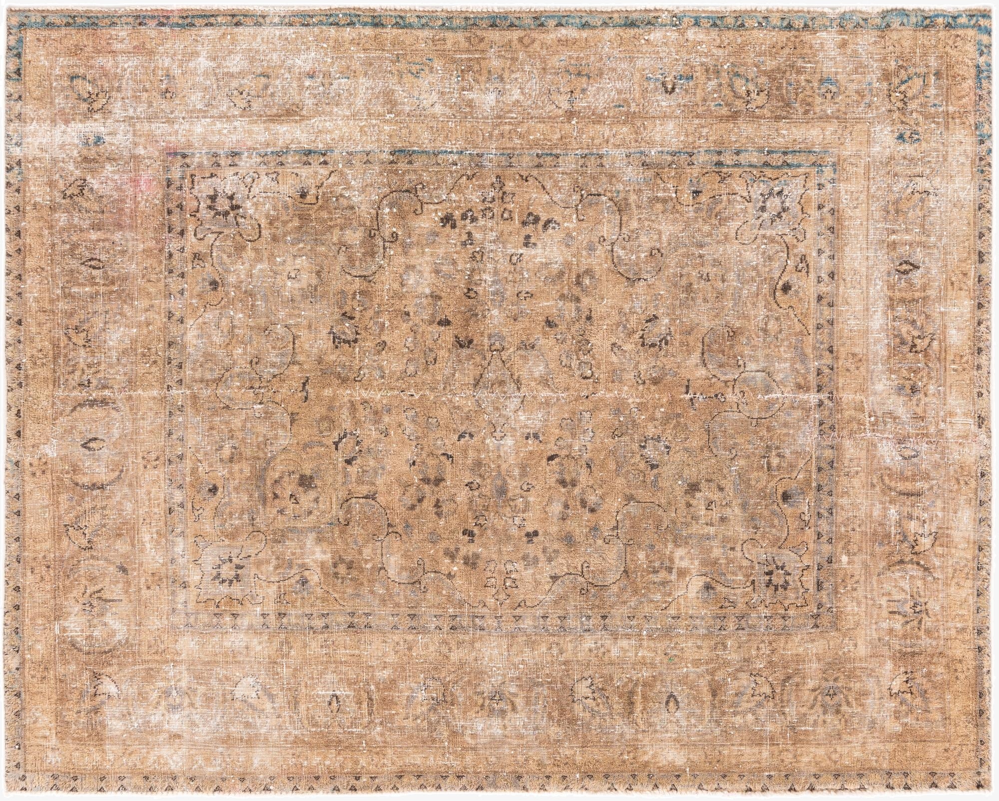 5' 2 x 6' 3  Hand Knotted Ultra Vintage Persian Wool Square Rug