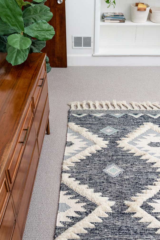 Custom Dark Blue Hand Woven Arizona Wool Rug