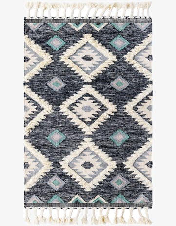 Dark Blue Hand Woven Arizona Wool Rug