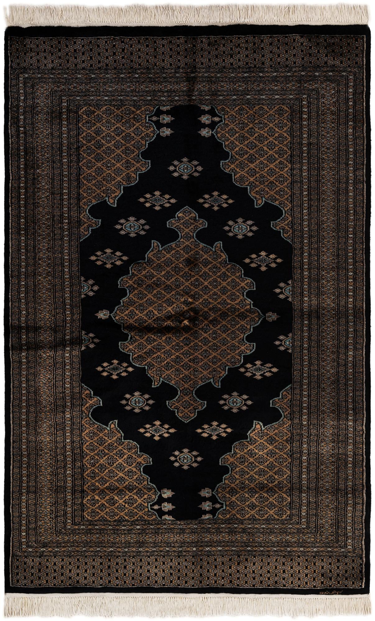 4' 2 x 6' 5 Hand Knotted Bokhara Oriental Wool Rug