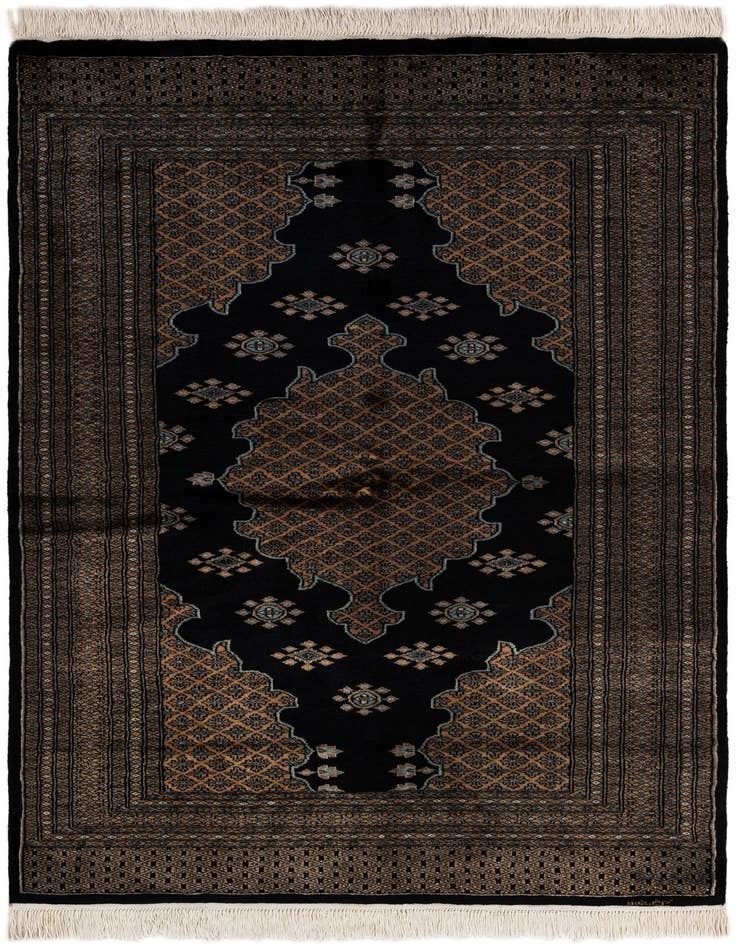 Detail image of 4' 2 x 6' 5 Hand Knotted Bokhara Oriental Wool Rug
