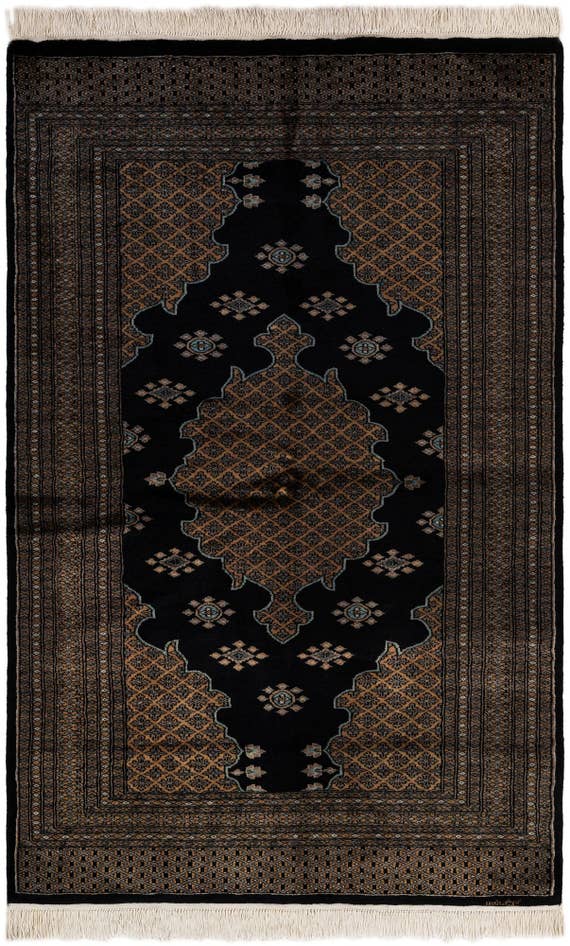Detail image of 4' 2 x 6' 5 Hand Knotted Bokhara Oriental Wool Rug