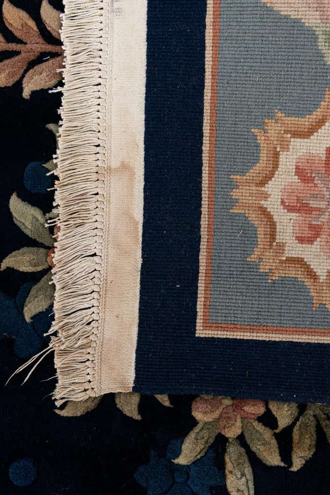 9' 1 x 12' 5 Hand Knotted Carved Pekin Wool Rug