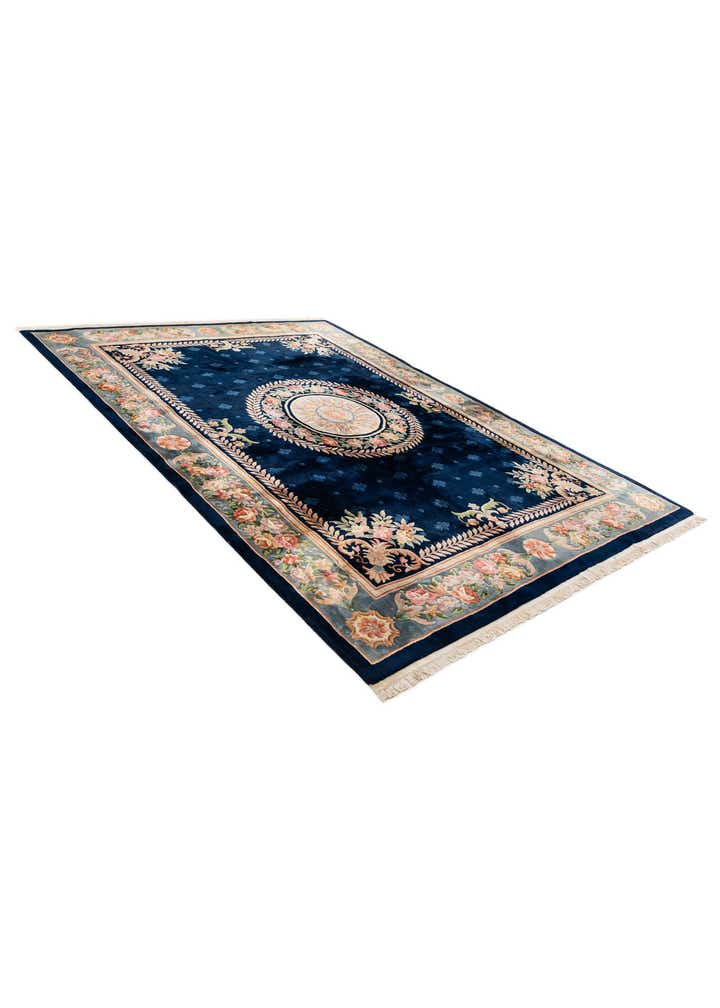 9' 1 x 12' 5 Hand Knotted Carved Pekin Wool Rug