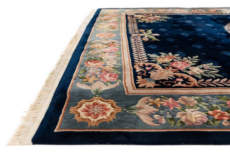 Detail image of 9' 1 x 12' 5 Hand Knotted Carved Pekin Wool Rug