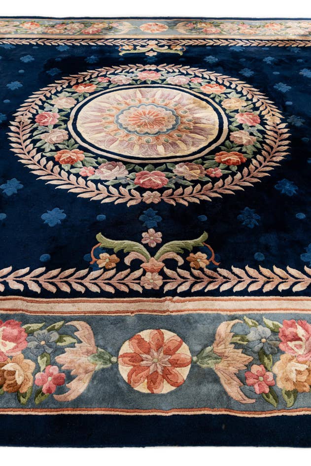 Detail image of 9' 1 x 12' 5 Hand Knotted Carved Pekin Wool Rug